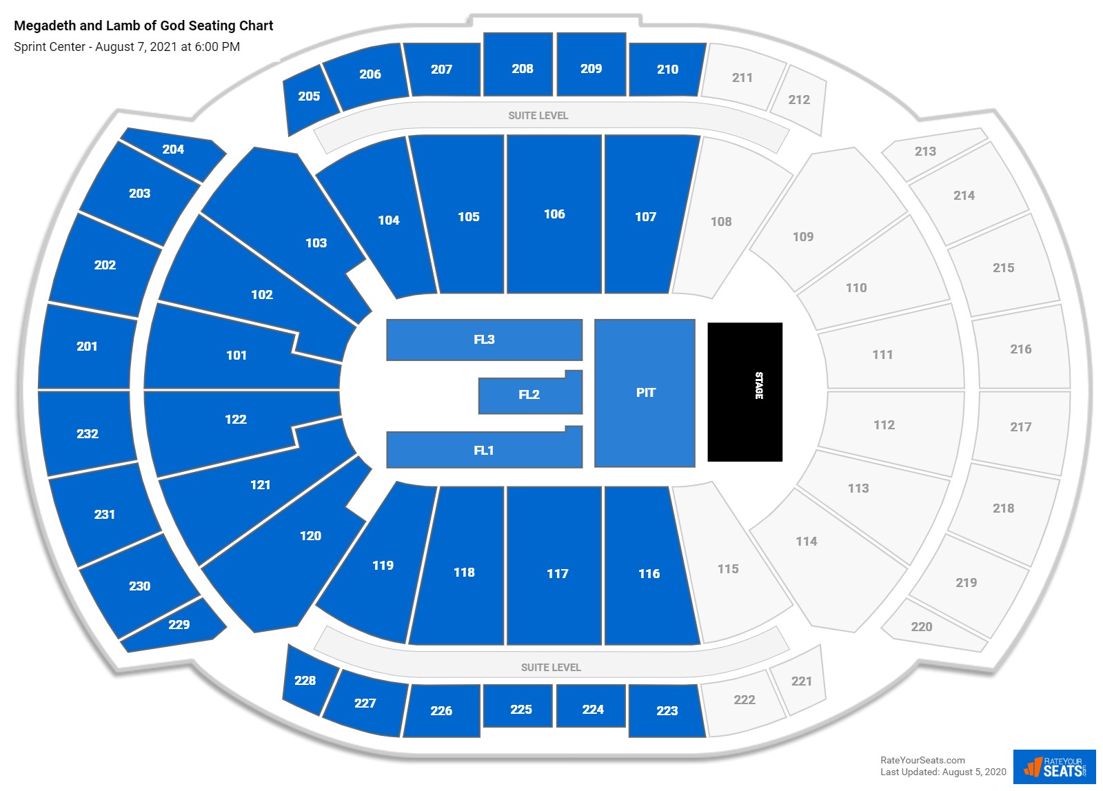 Megadeth and Lamb of God seating chart Sprint Center