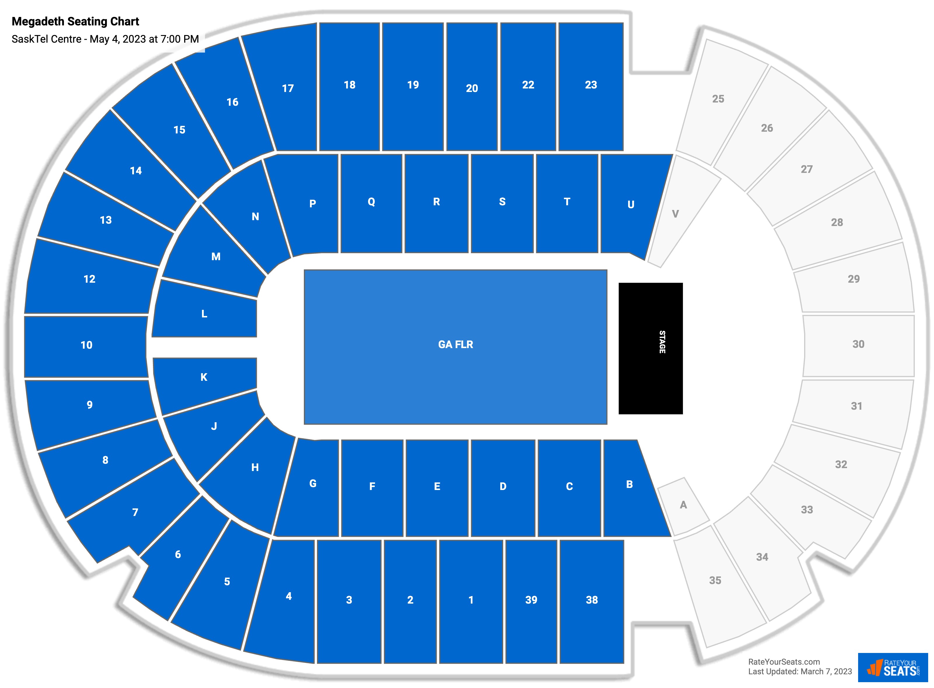 Megadeth seating chart SaskTel Centre