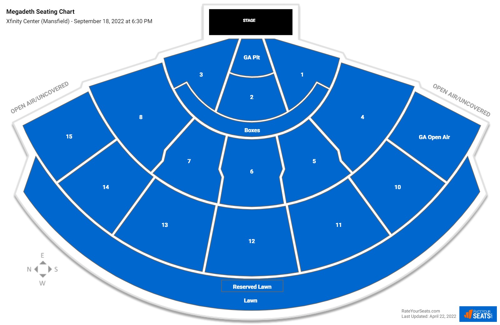 Megadeth seating chart Xfinity Center (Mansfield)