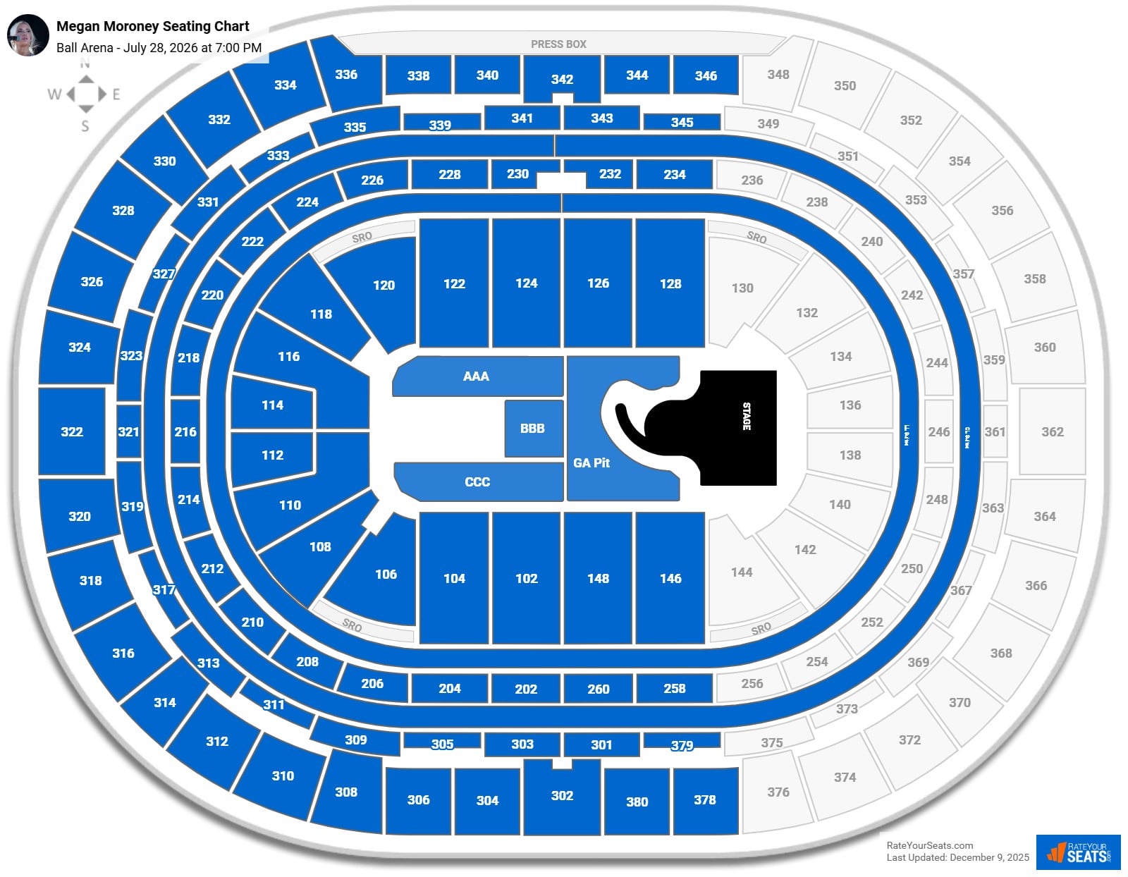 Megan Moroney seating chart Ball Arena