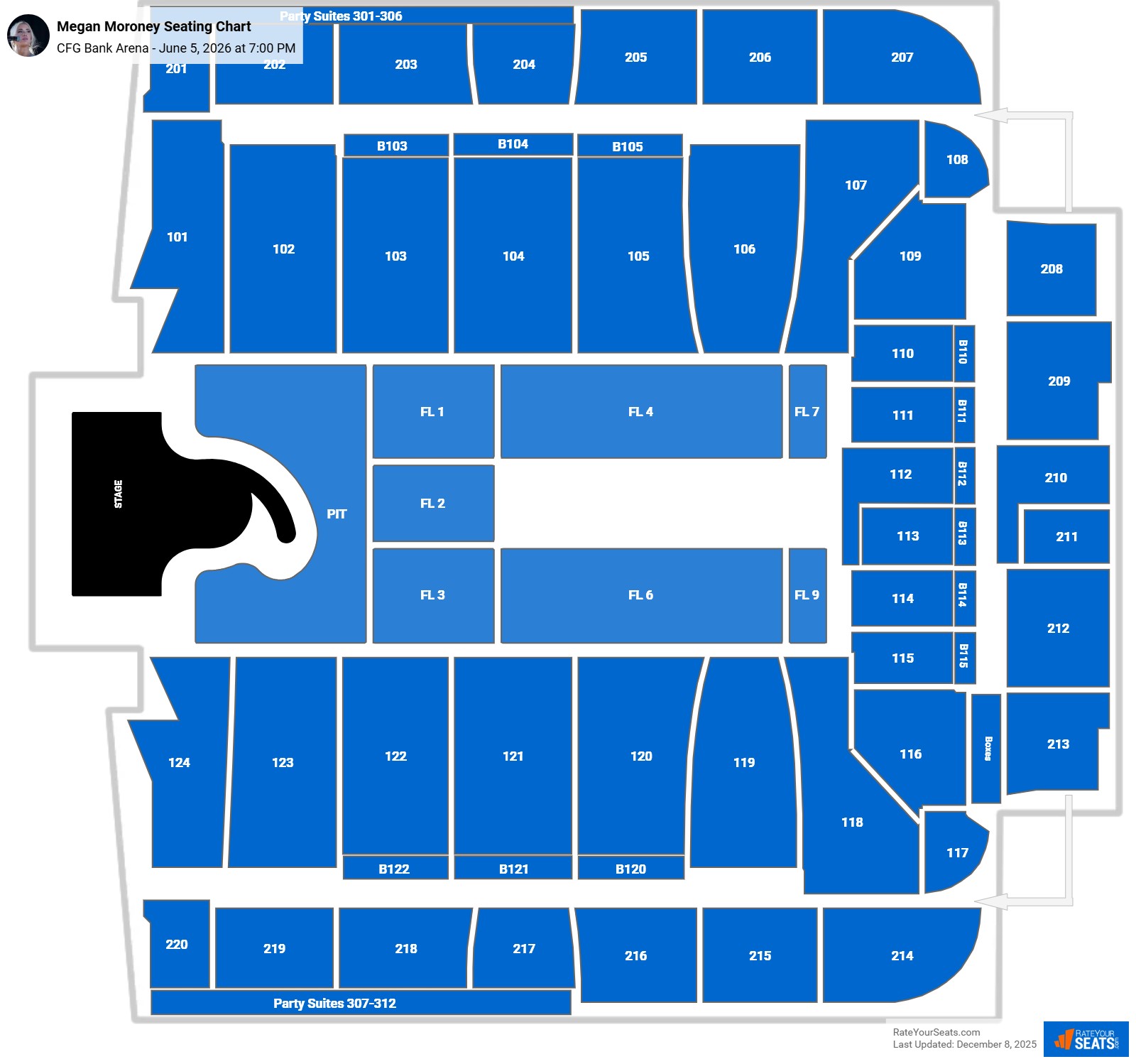 Megan Moroney seating chart CFG Bank Arena