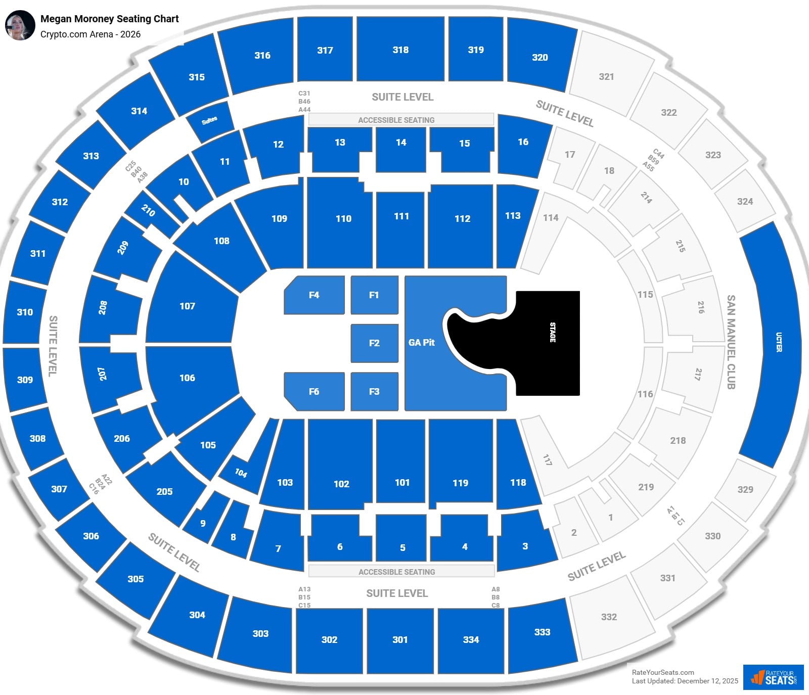 Megan Moroney seating chart Crypto.com Arena