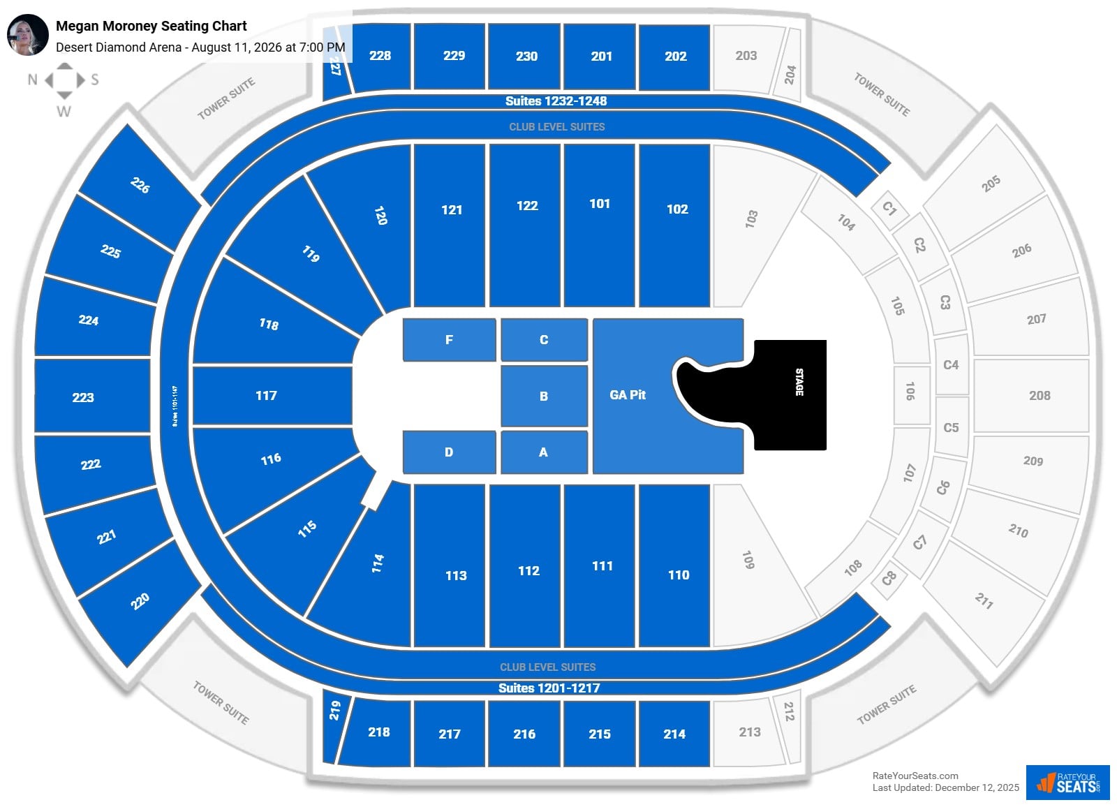 Megan Moroney seating chart Desert Diamond Arena