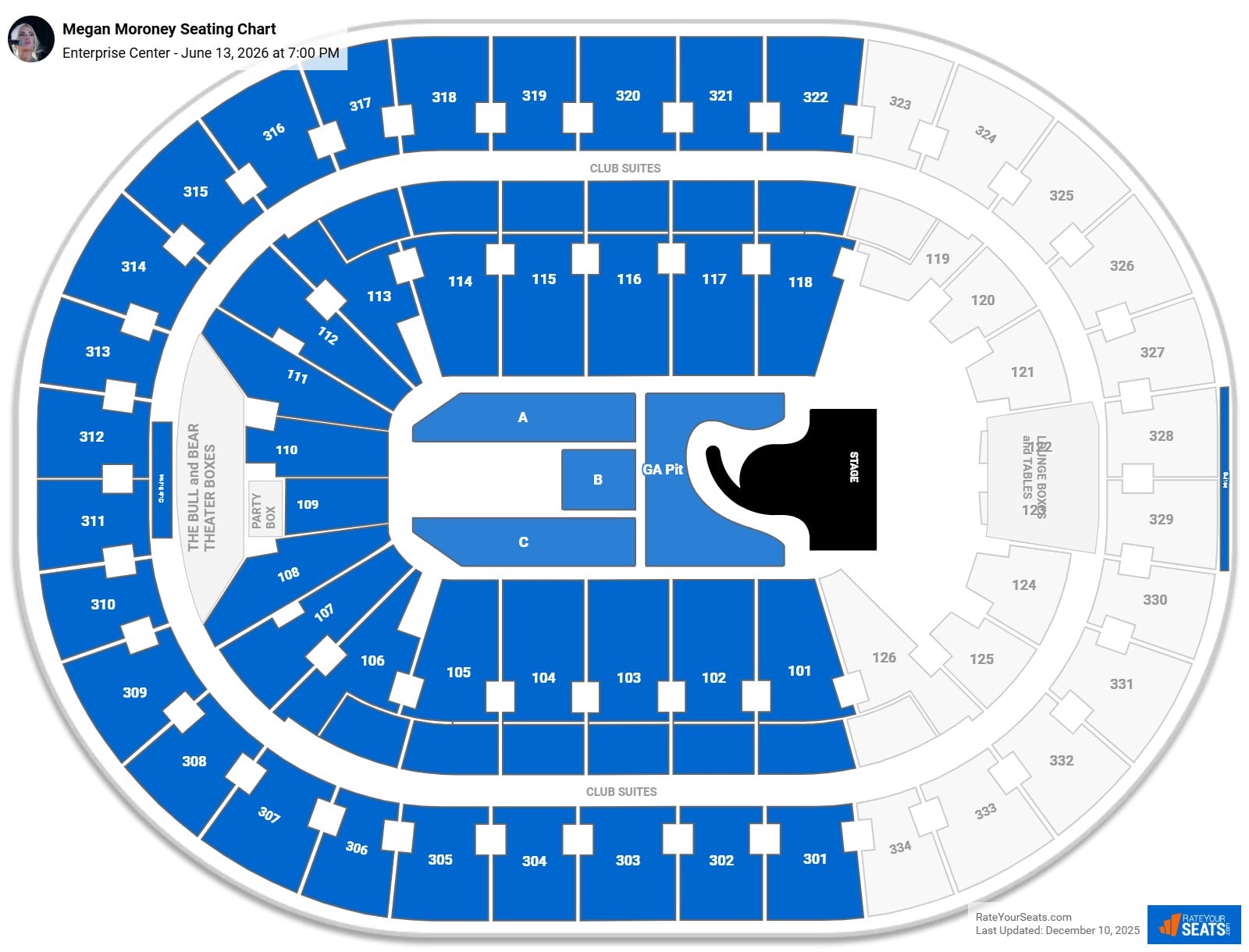 Megan Moroney seating chart Enterprise Center