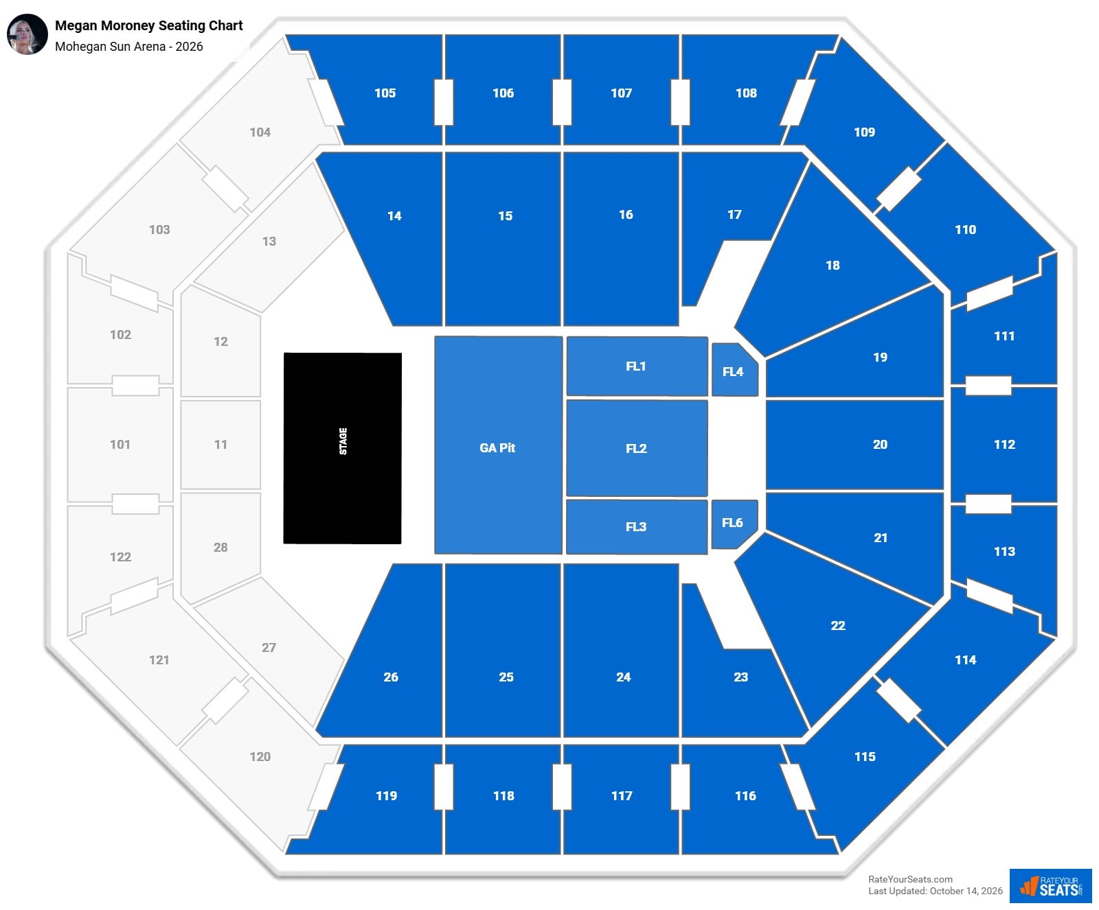 Megan Moroney Seating Chart at Mohegan Sun Arena