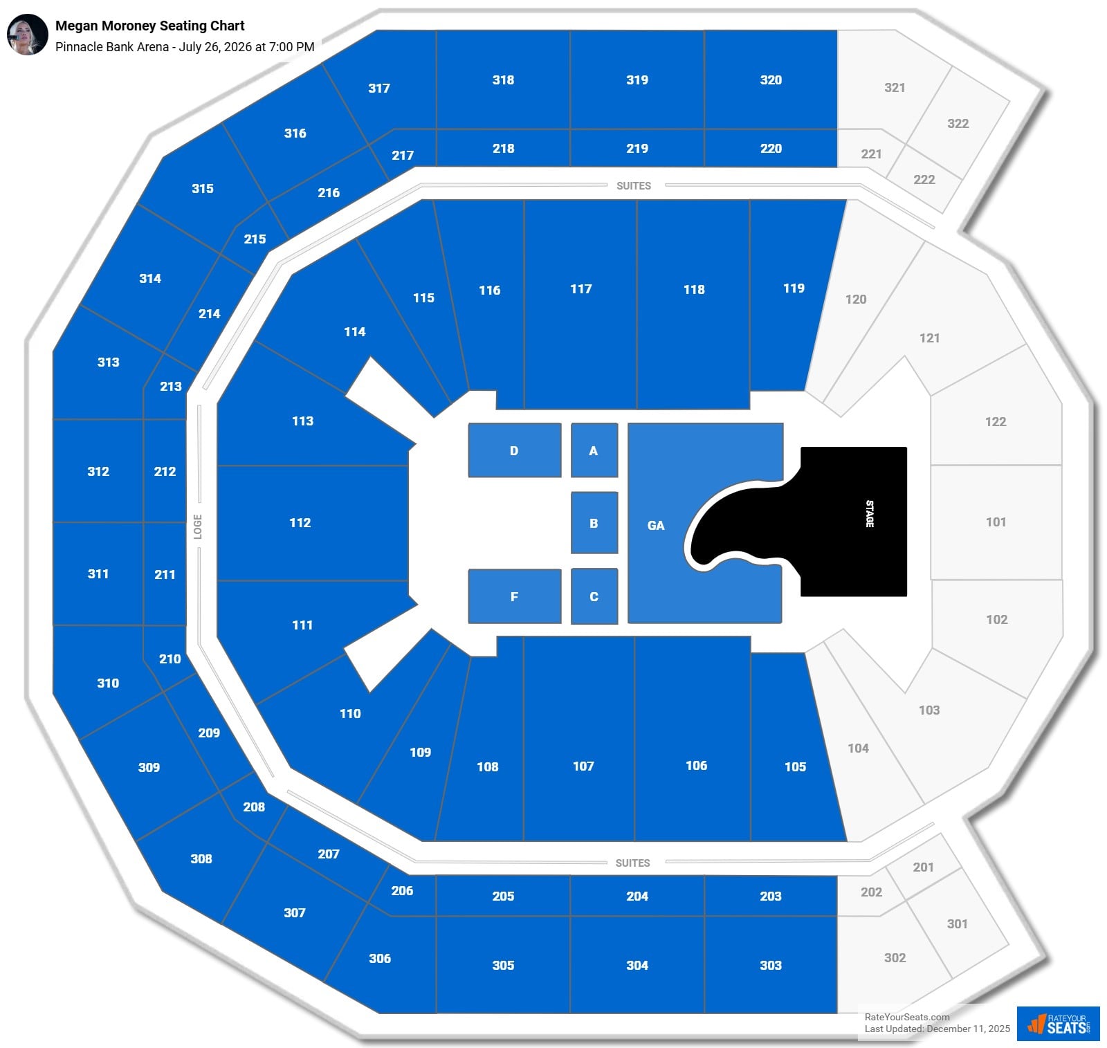 Megan Moroney seating chart Pinnacle Bank Arena