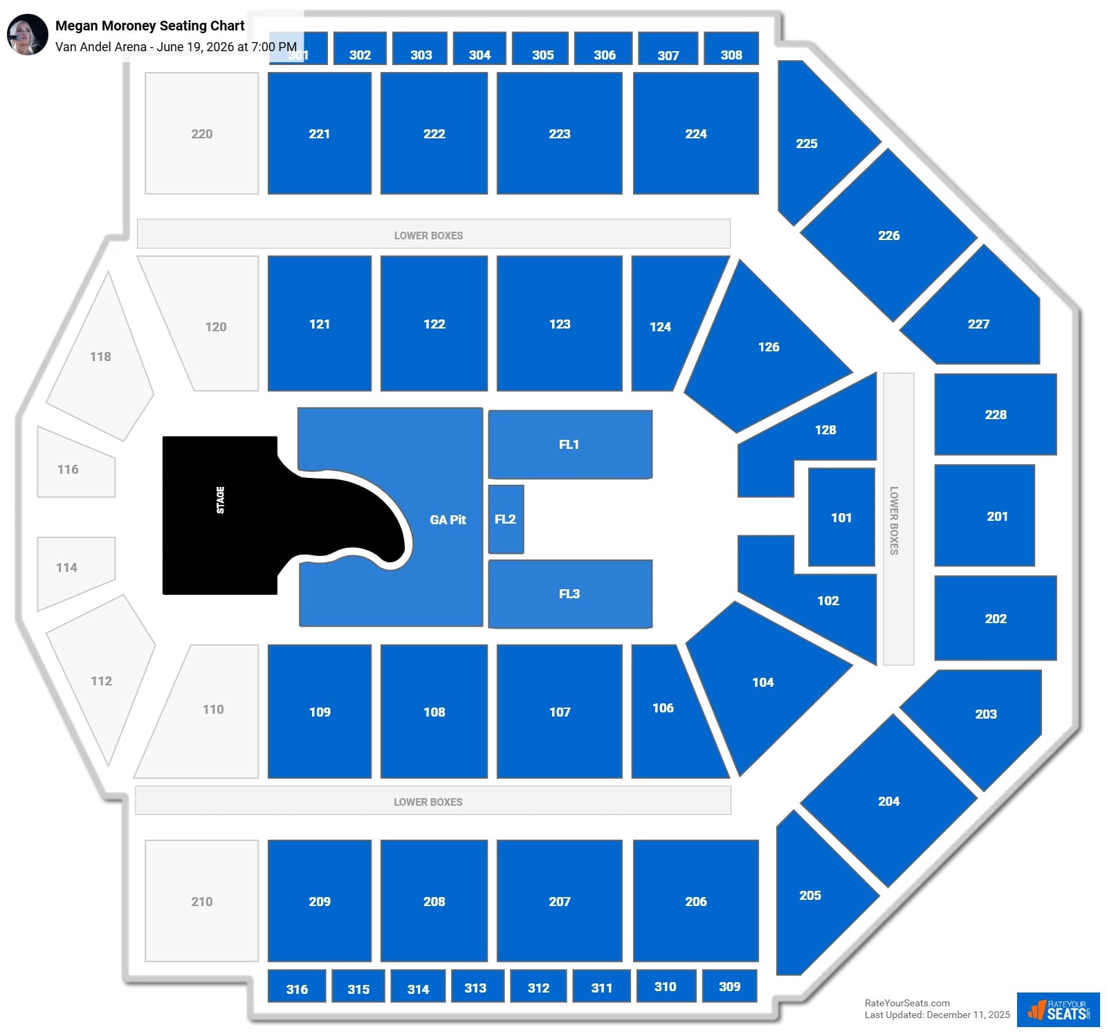 Megan Moroney seating chart Van Andel Arena