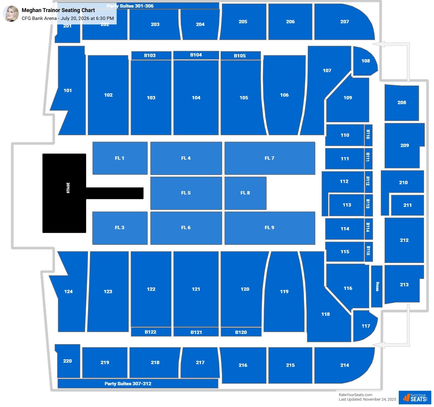 Meghan Trainor seating chart CFG Bank Arena