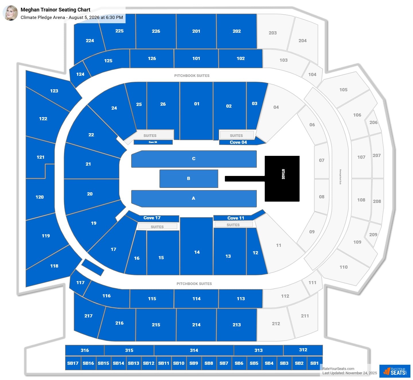 Meghan Trainor seating chart Climate Pledge Arena