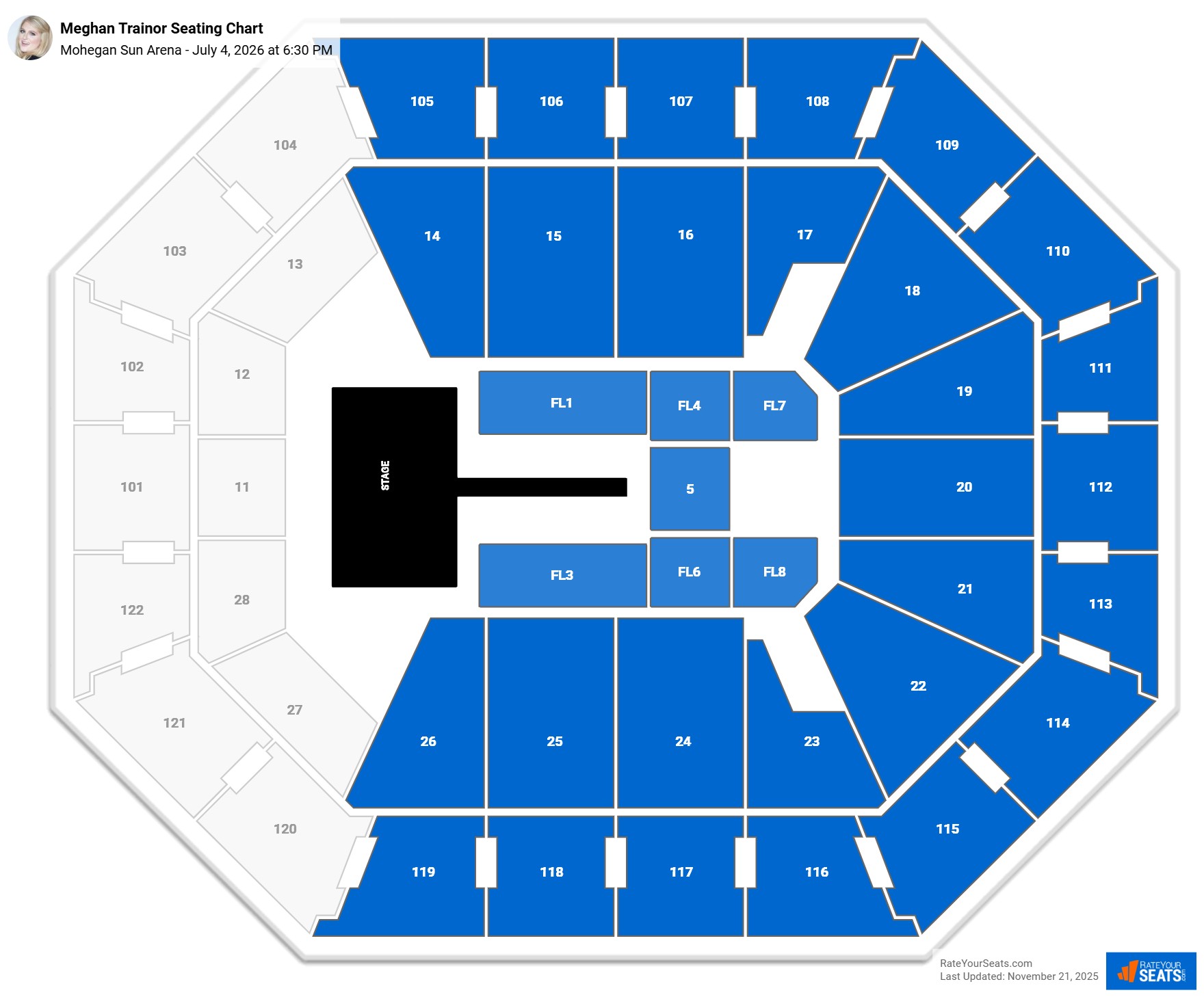 Meghan Trainor seating chart Mohegan Sun Arena