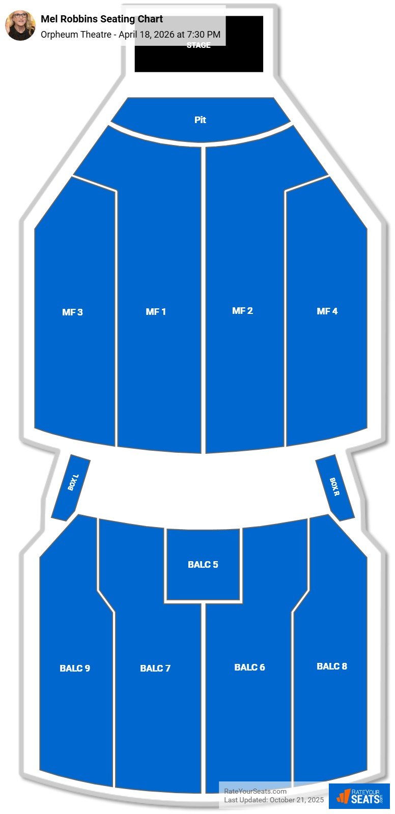 Mel Robbins seating chart Orpheum Theatre (Minneapolis)