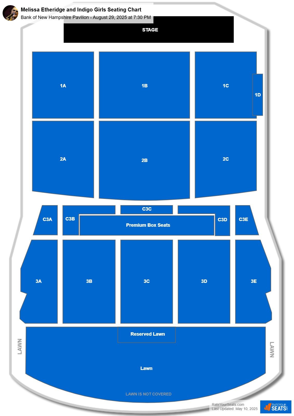 Melissa Etheridge and Indigo Girls seating chart Bank of New Hampshire Pavilion