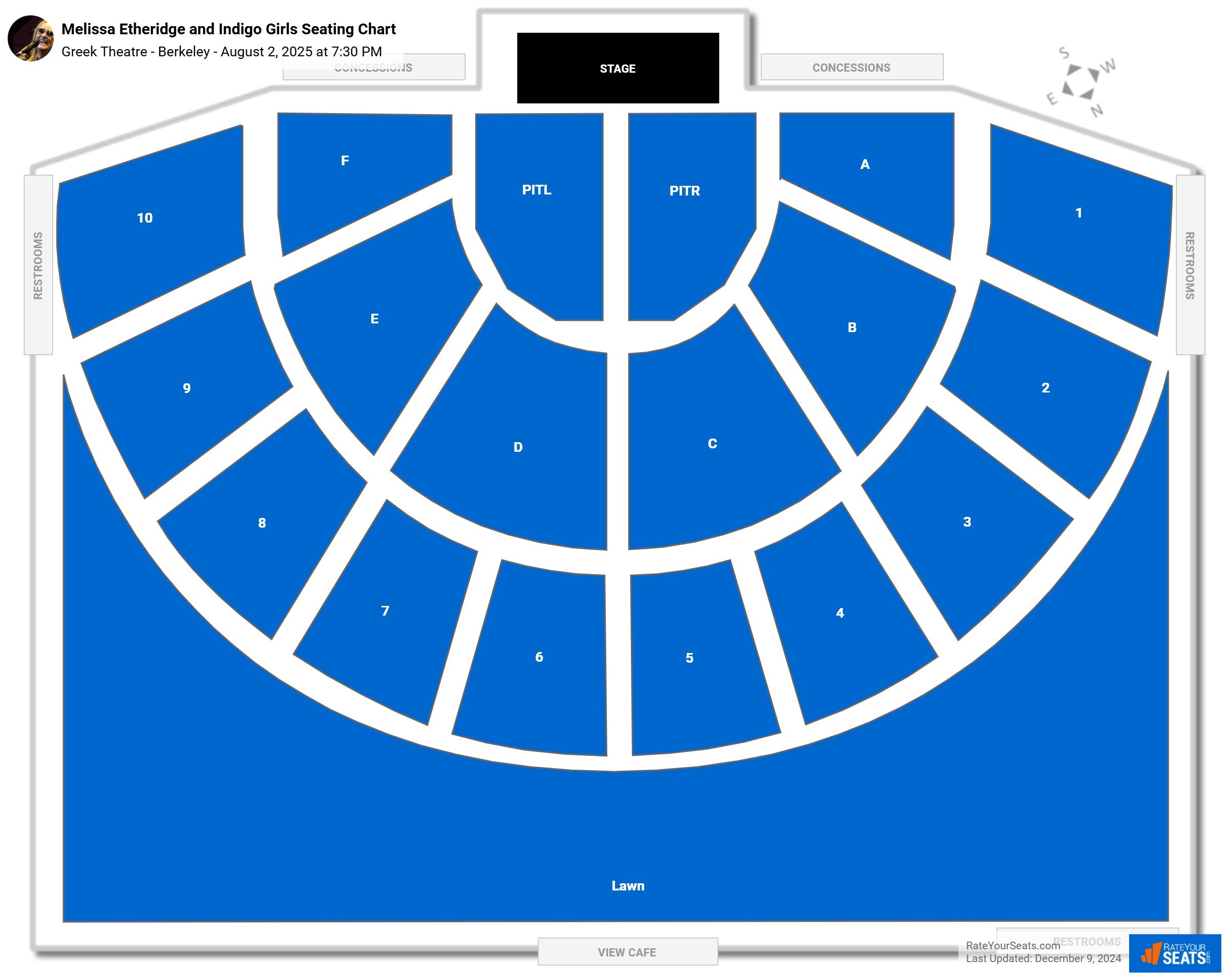 Melissa Etheridge and Indigo Girls seating chart Greek Theatre - Berkeley