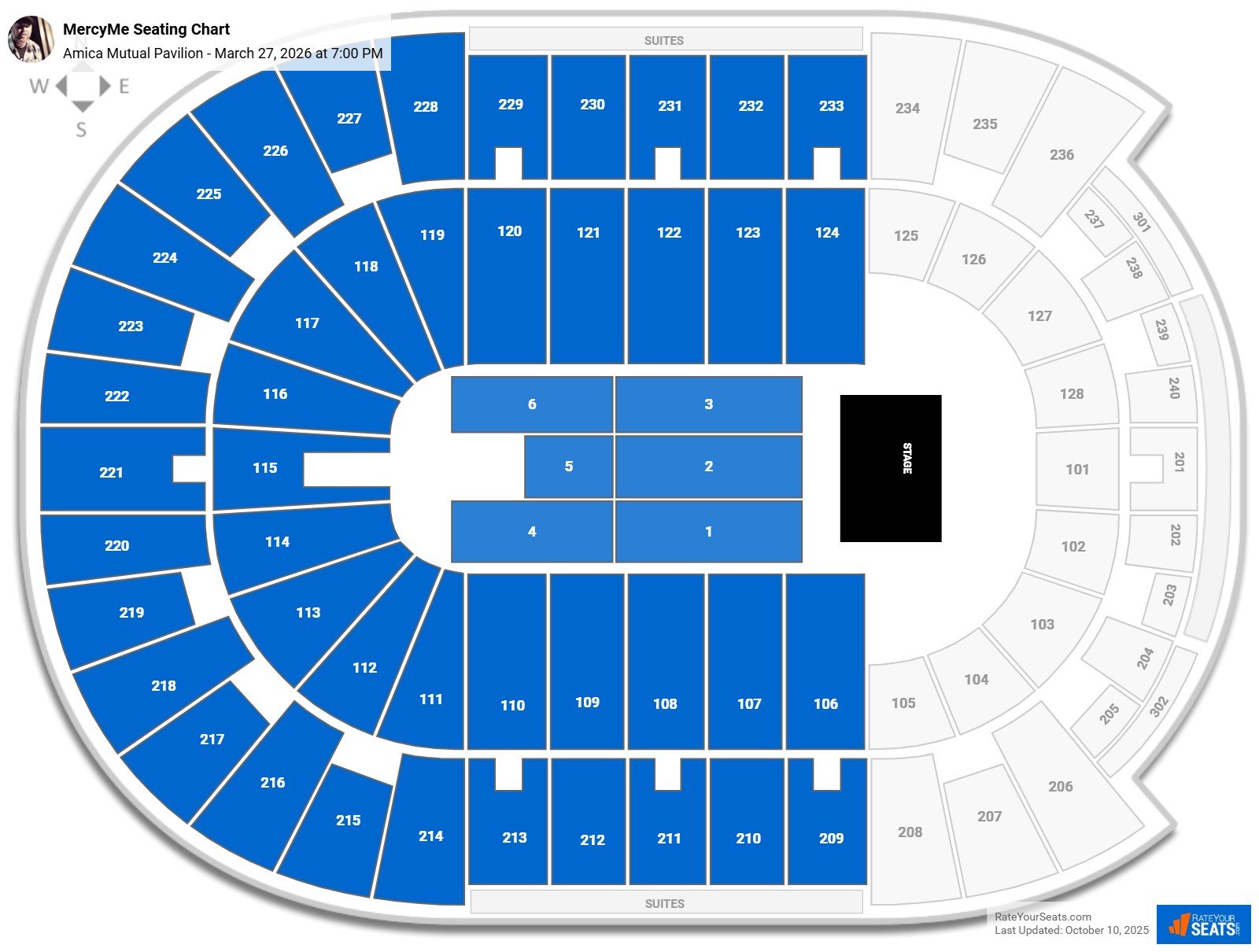 MercyMe seating chart Amica Mutual Pavilion