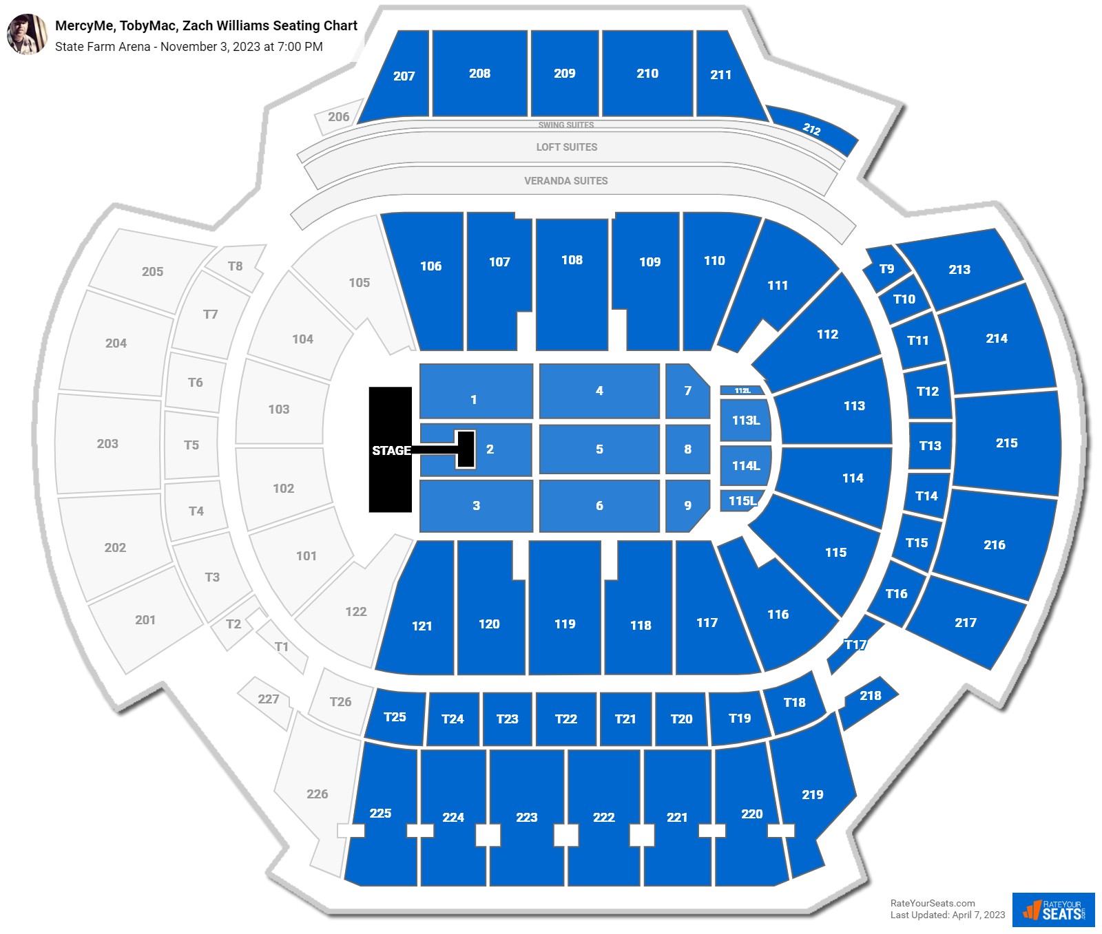 MercyMe, TobyMac, Zach Williams seating chart State Farm Arena