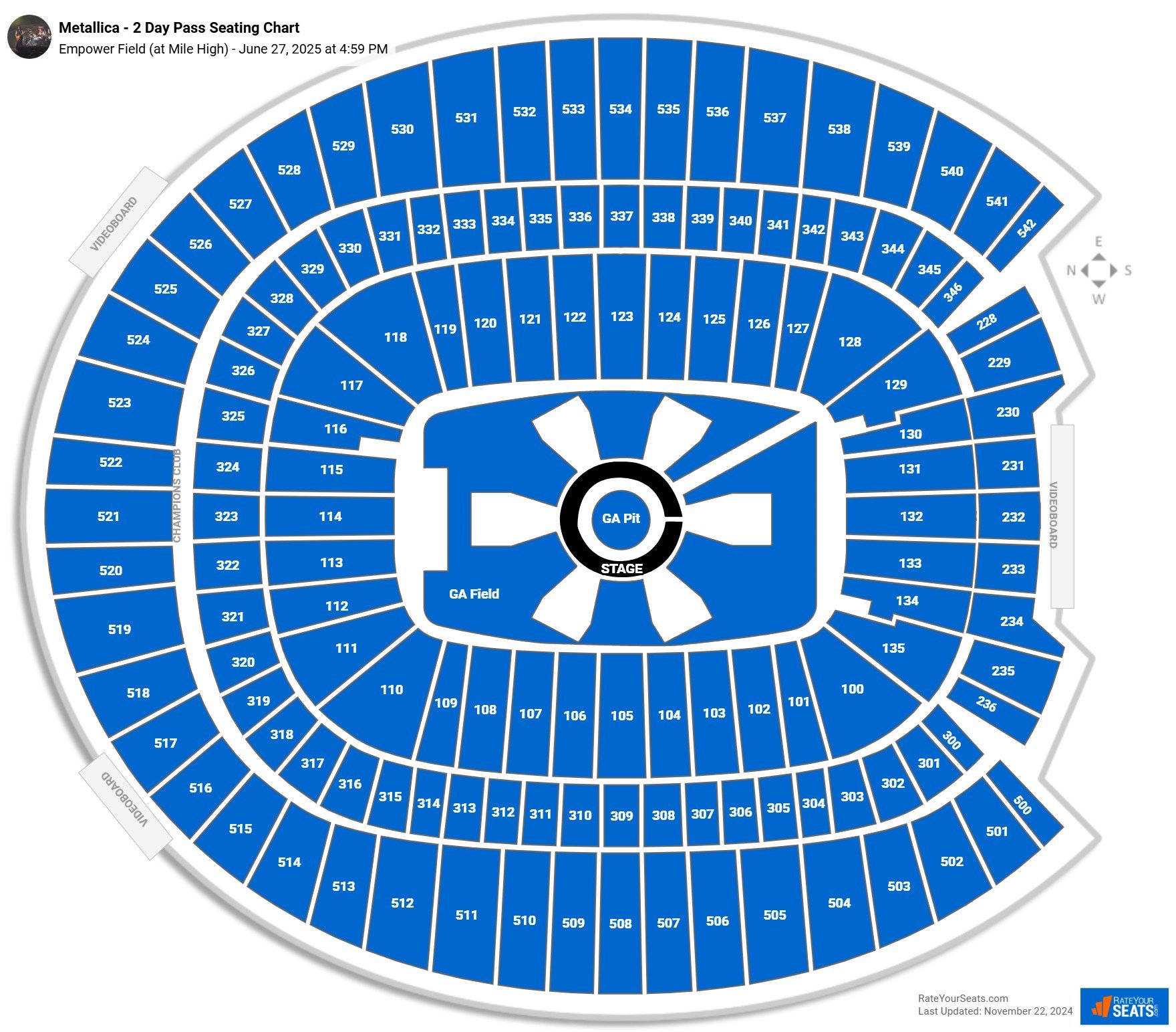 Metallica - 2 Day Pass seating chart Empower Field (at Mile High)