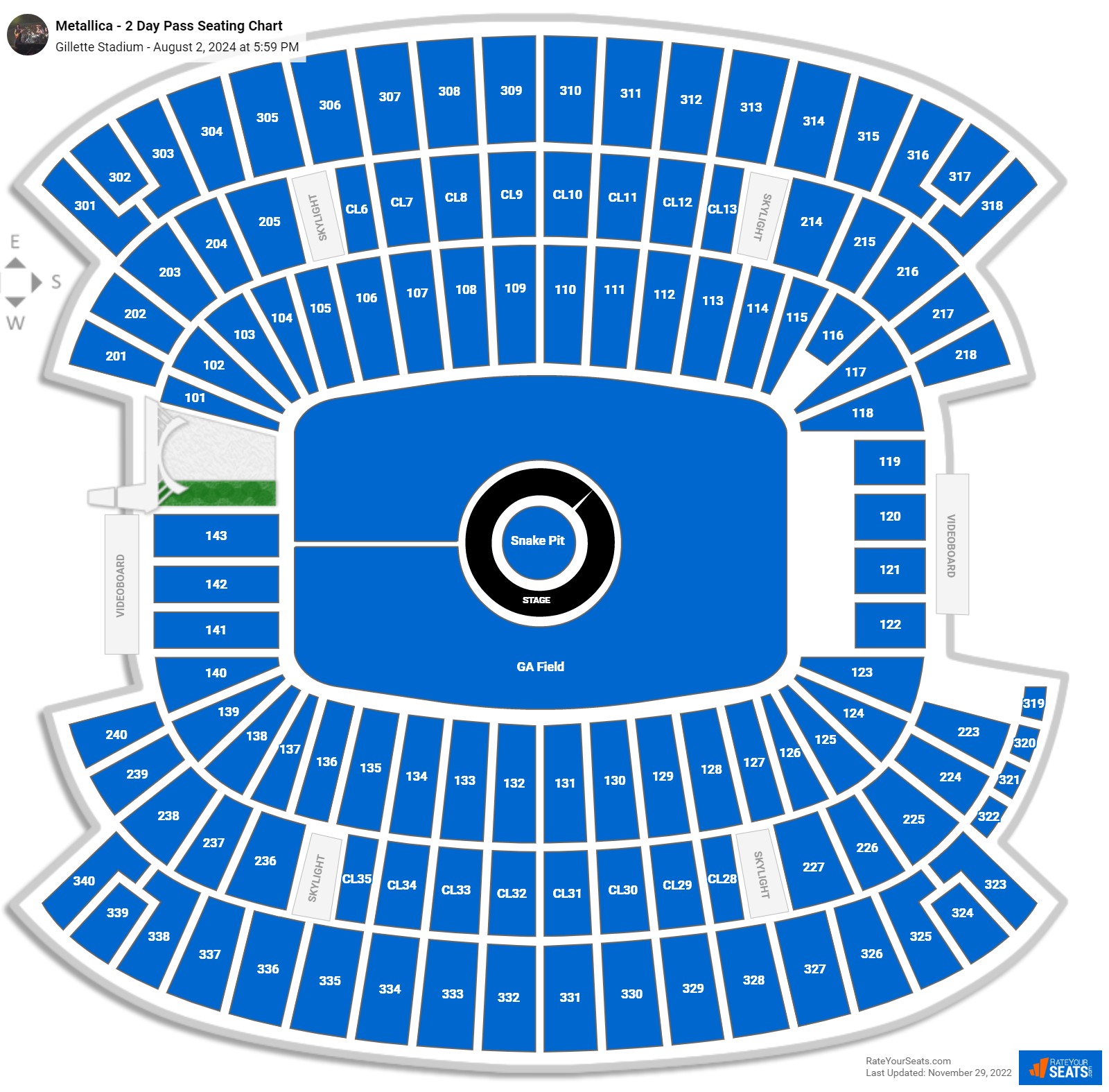 At T Stadium Seating Chart Metallica