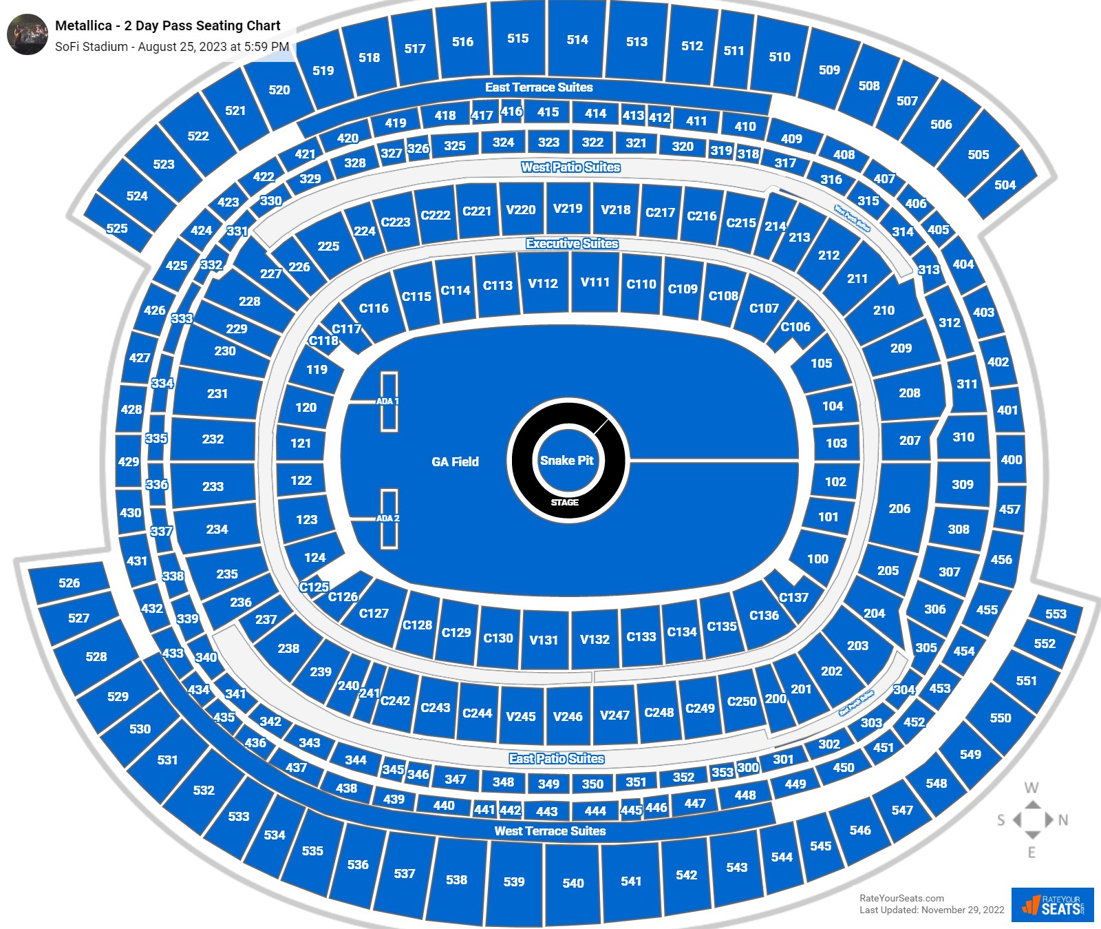 Metallica - 2 Day Pass seating chart SoFi Stadium