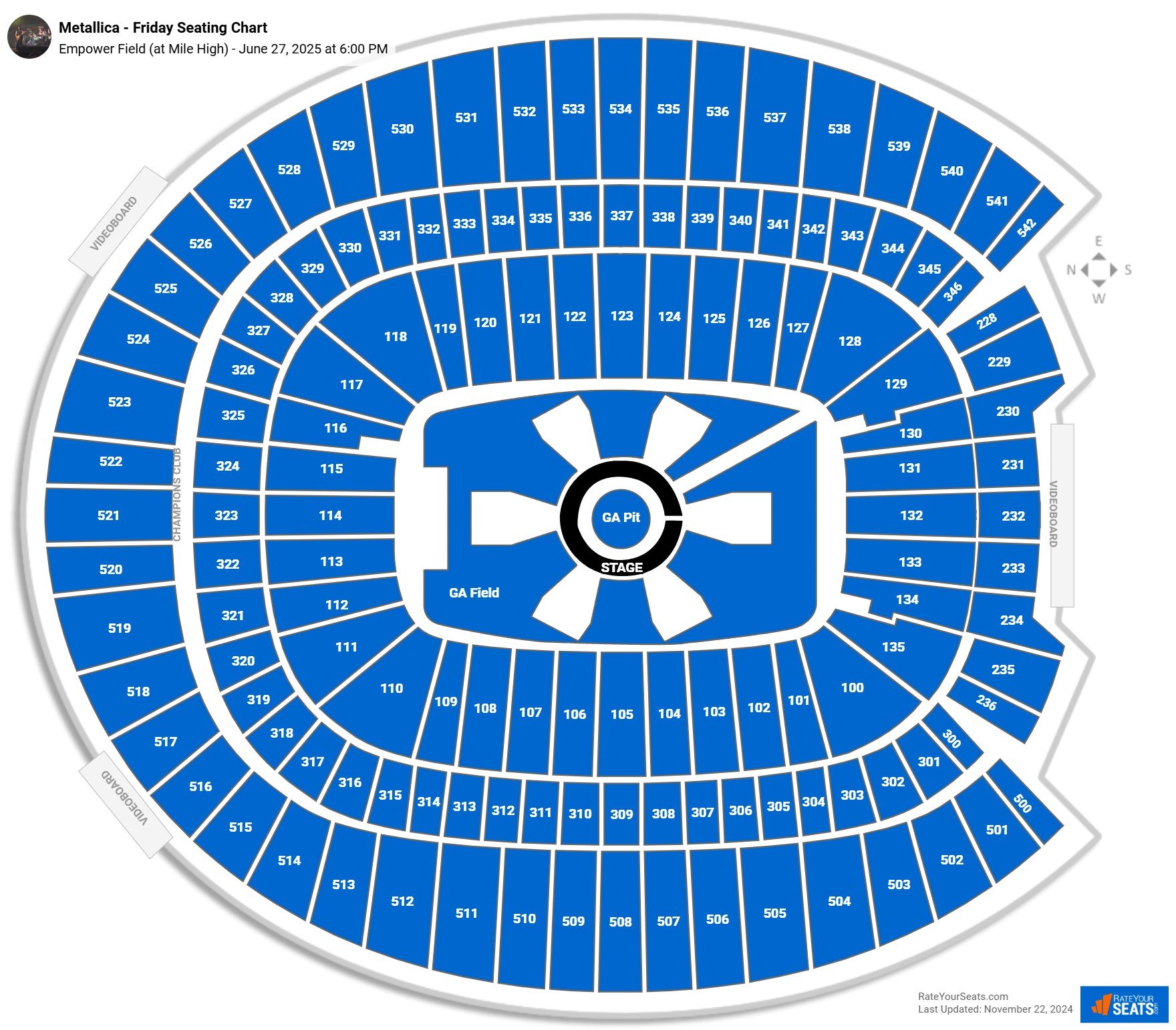 Metallica - Friday seating chart Empower Field (at Mile High)