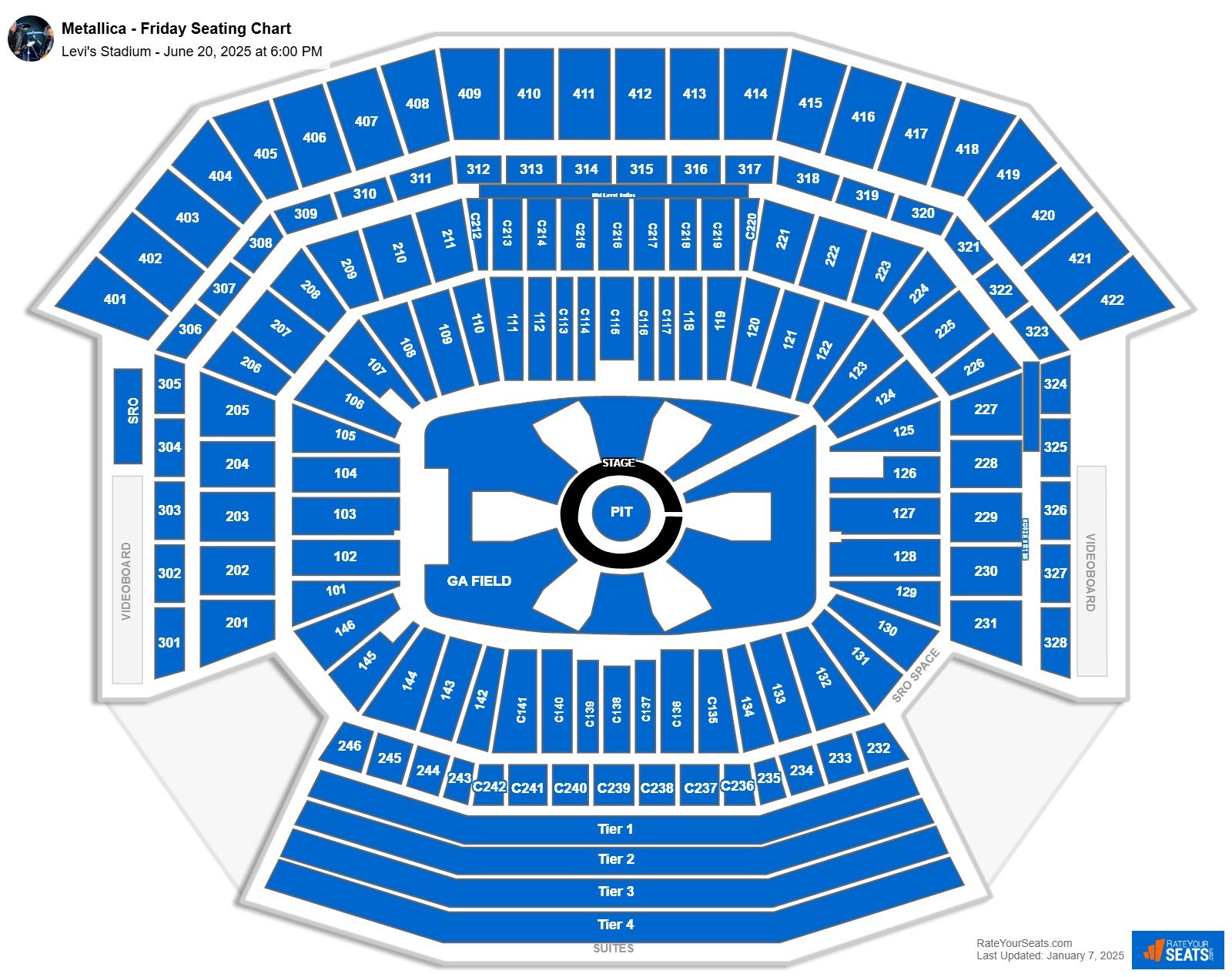 Metallica - Friday seating chart Levi