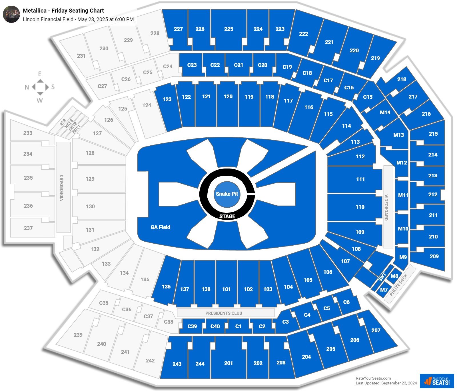 Metallica - Friday seating chart Lincoln Financial Field