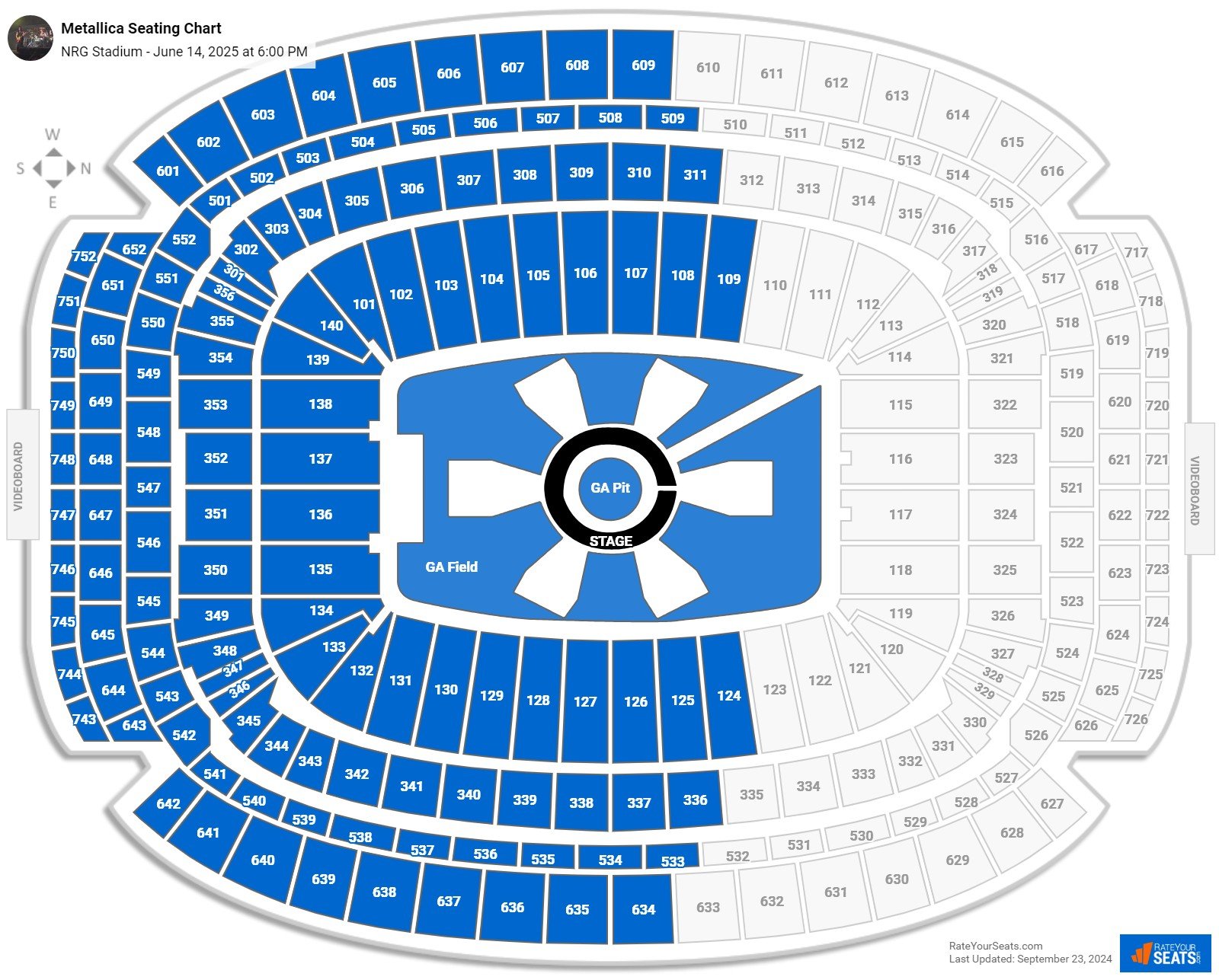 Metallica seating chart NRG Stadium