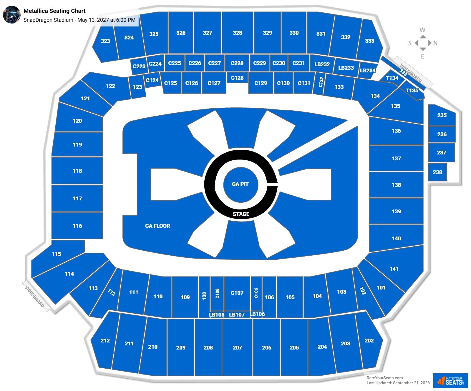 Metallica Seating Chart at SnapDragon Stadium