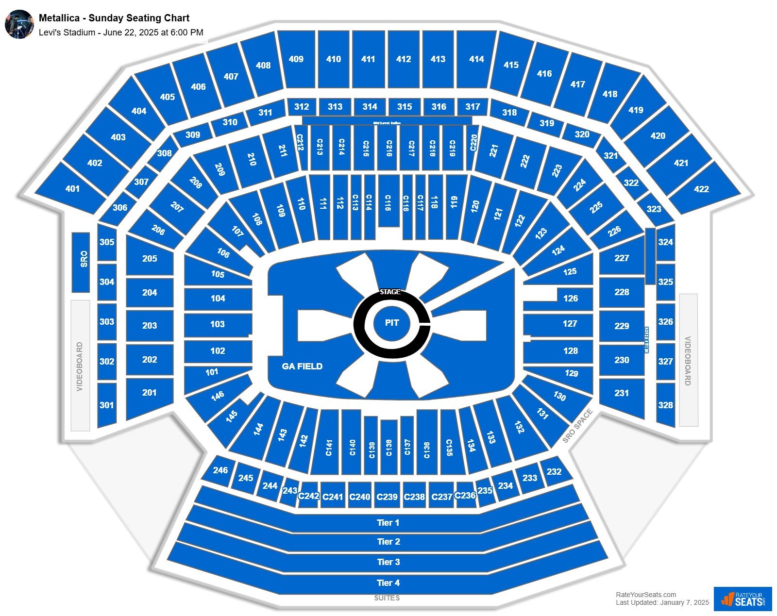 Metallica - Sunday seating chart Levi