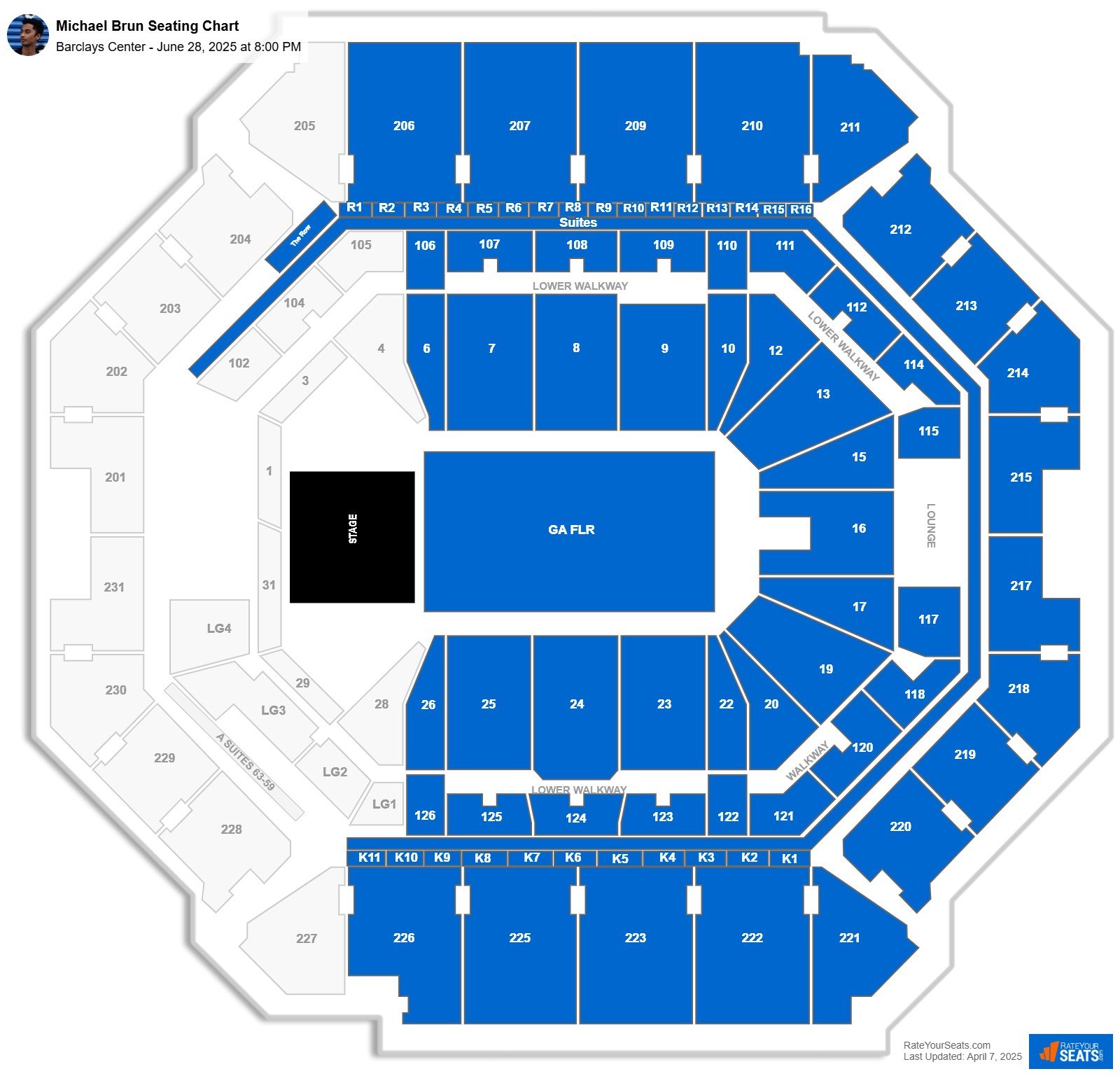 Michael Brun seating chart Barclays Center