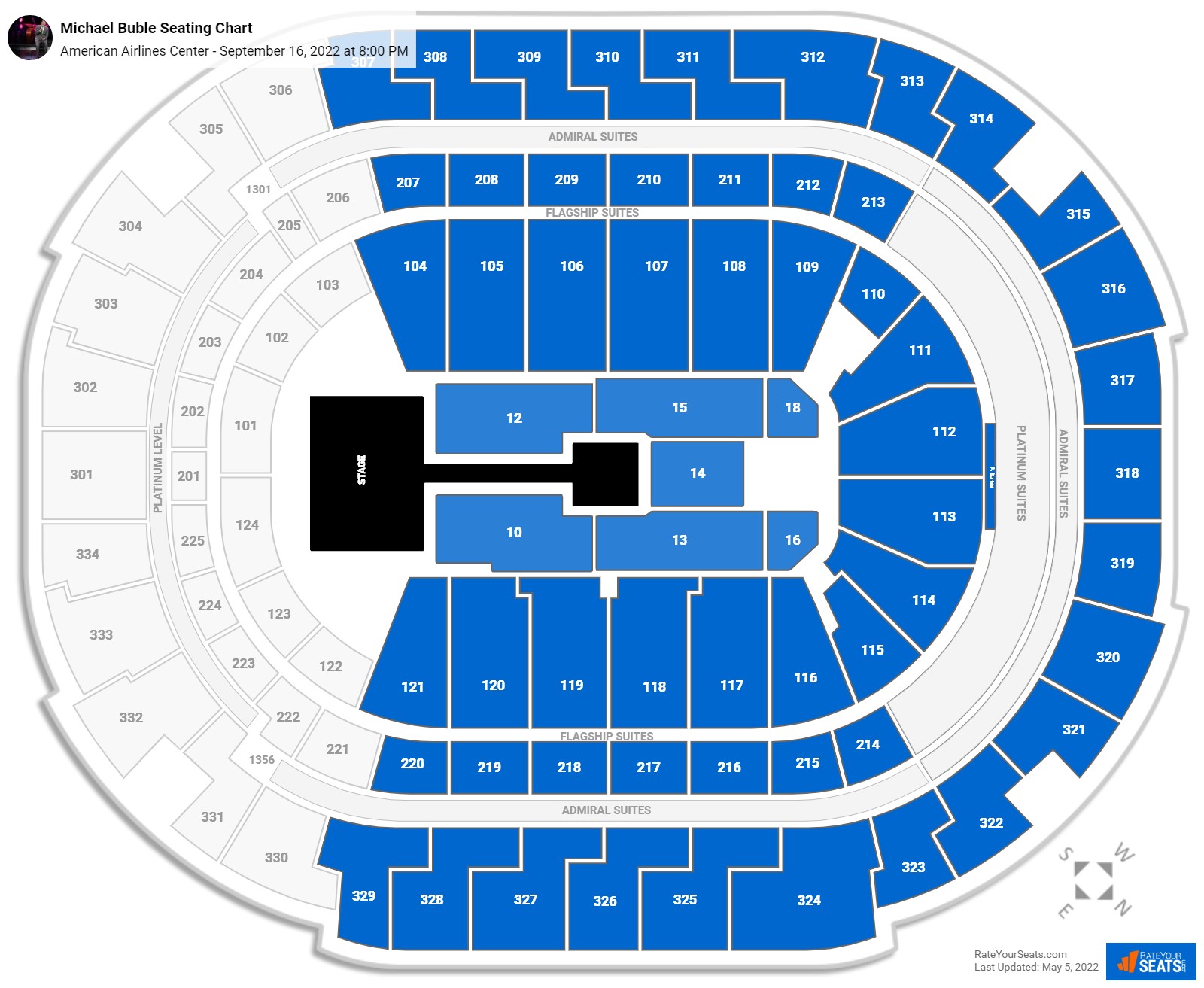 Michael Buble seating chart American Airlines Center