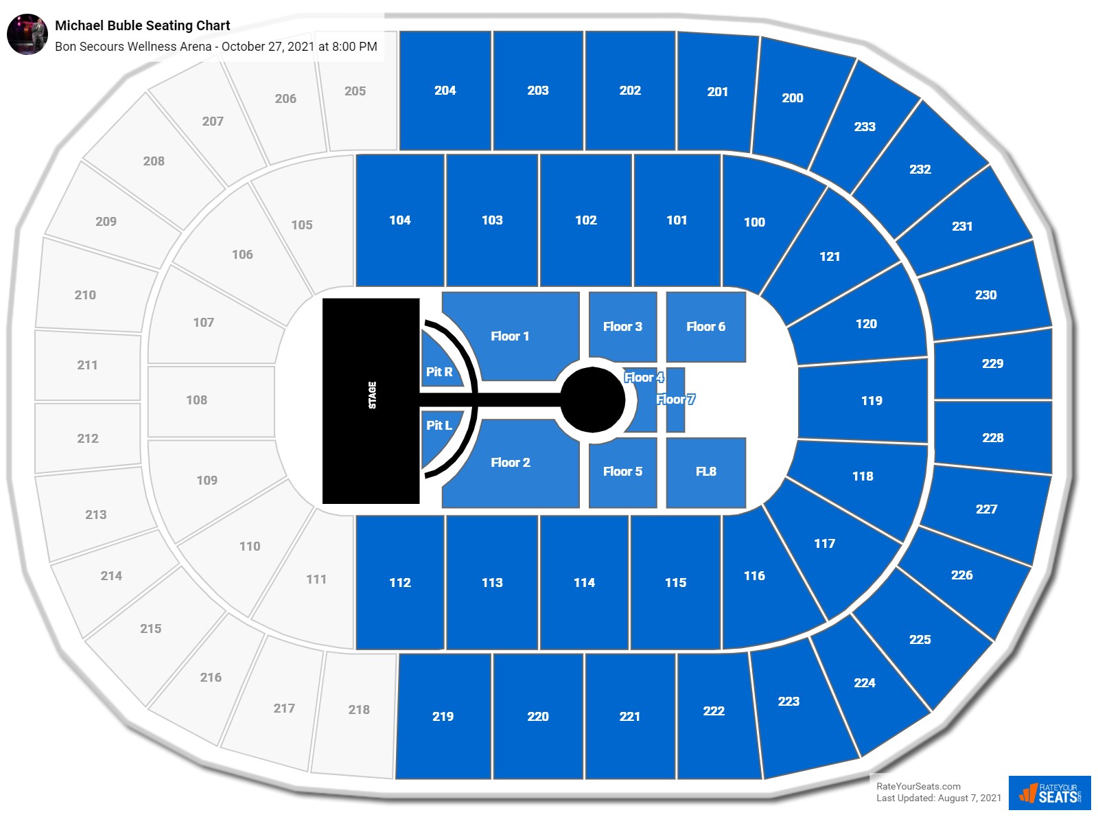 Michael Buble seating chart Bon Secours Wellness Arena
