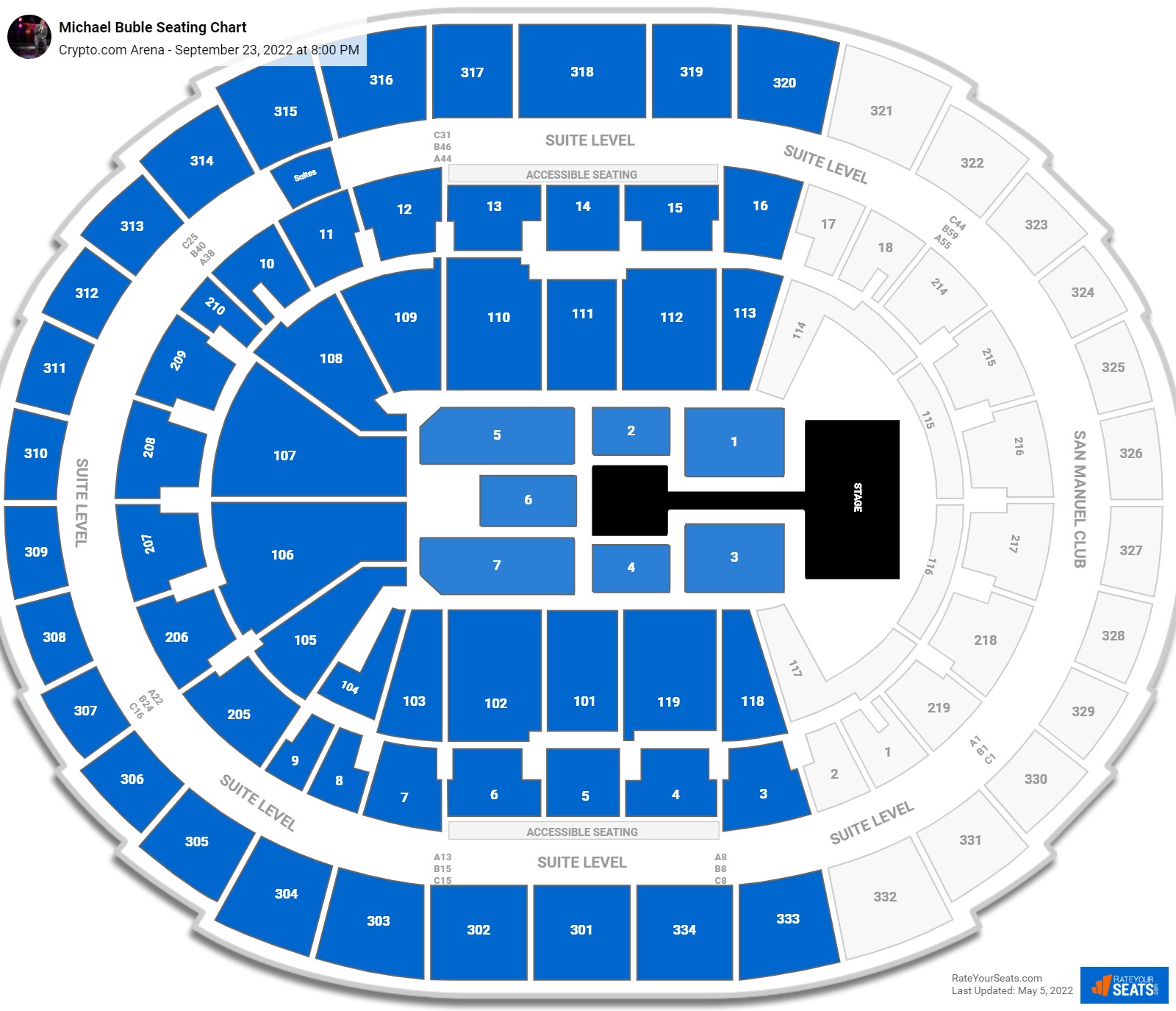 Michael Buble seating chart Crypto.com Arena