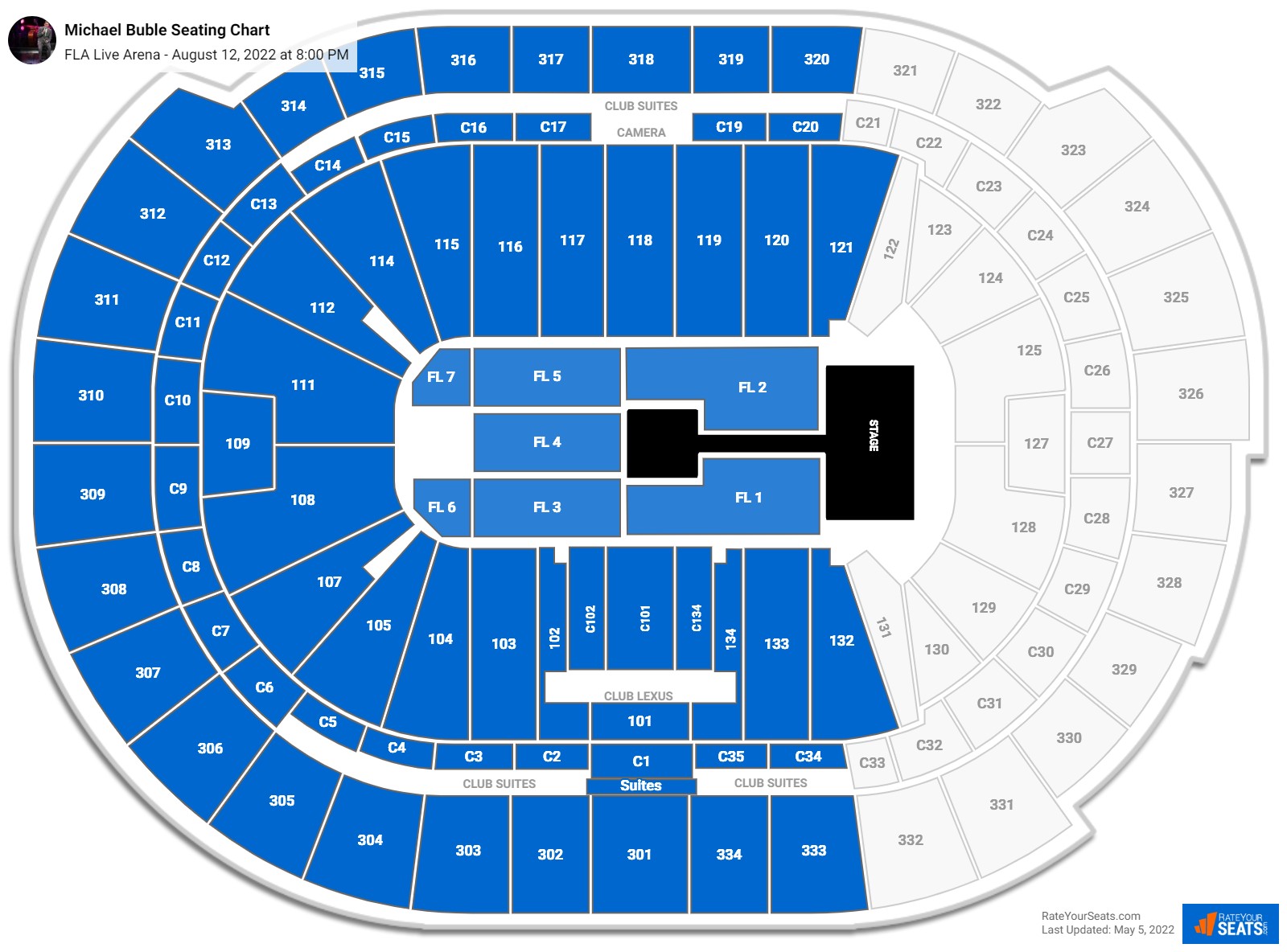 Michael Buble seating chart FLA Live Arena