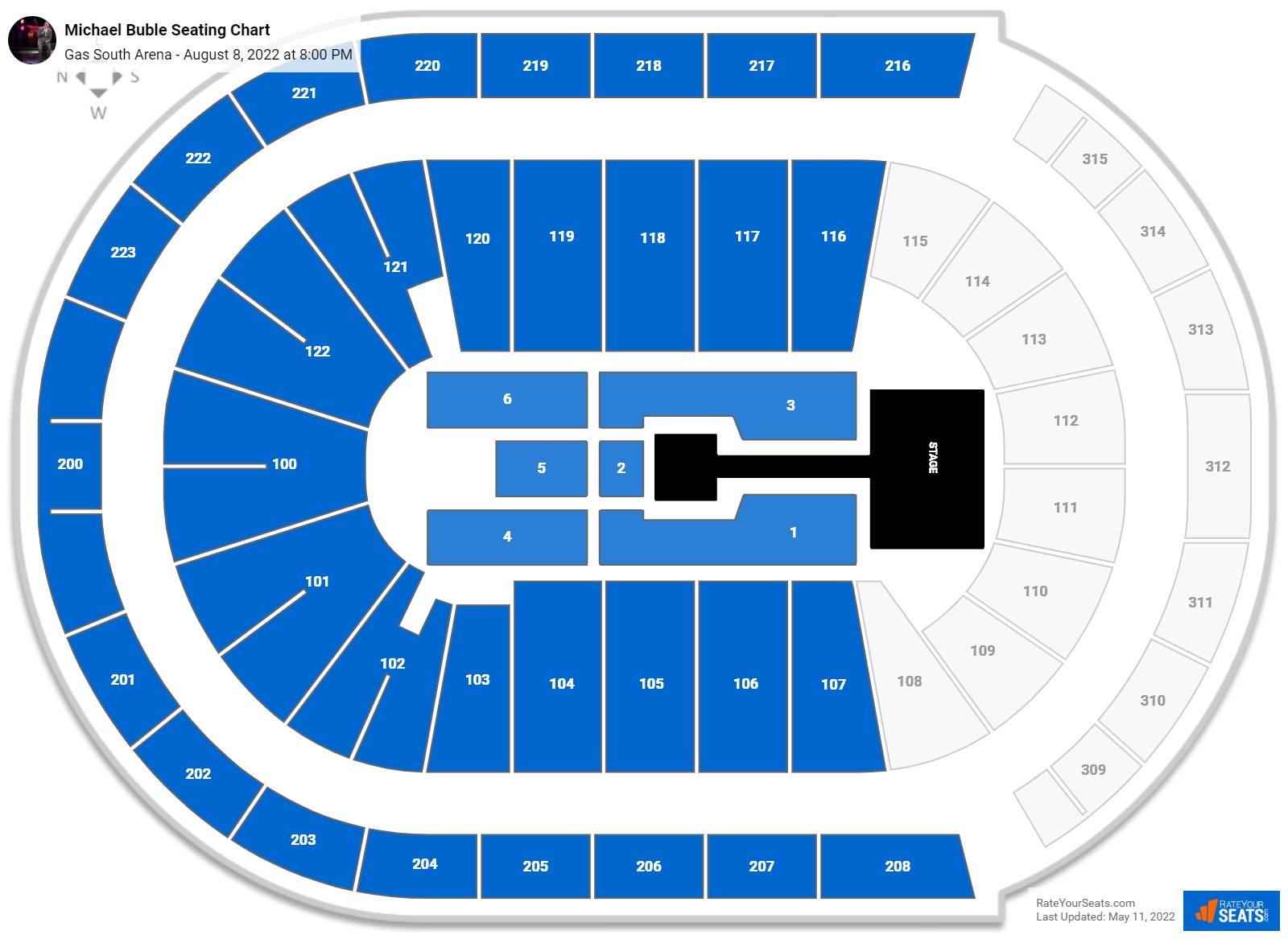 Michael Buble seating chart Gas South Arena