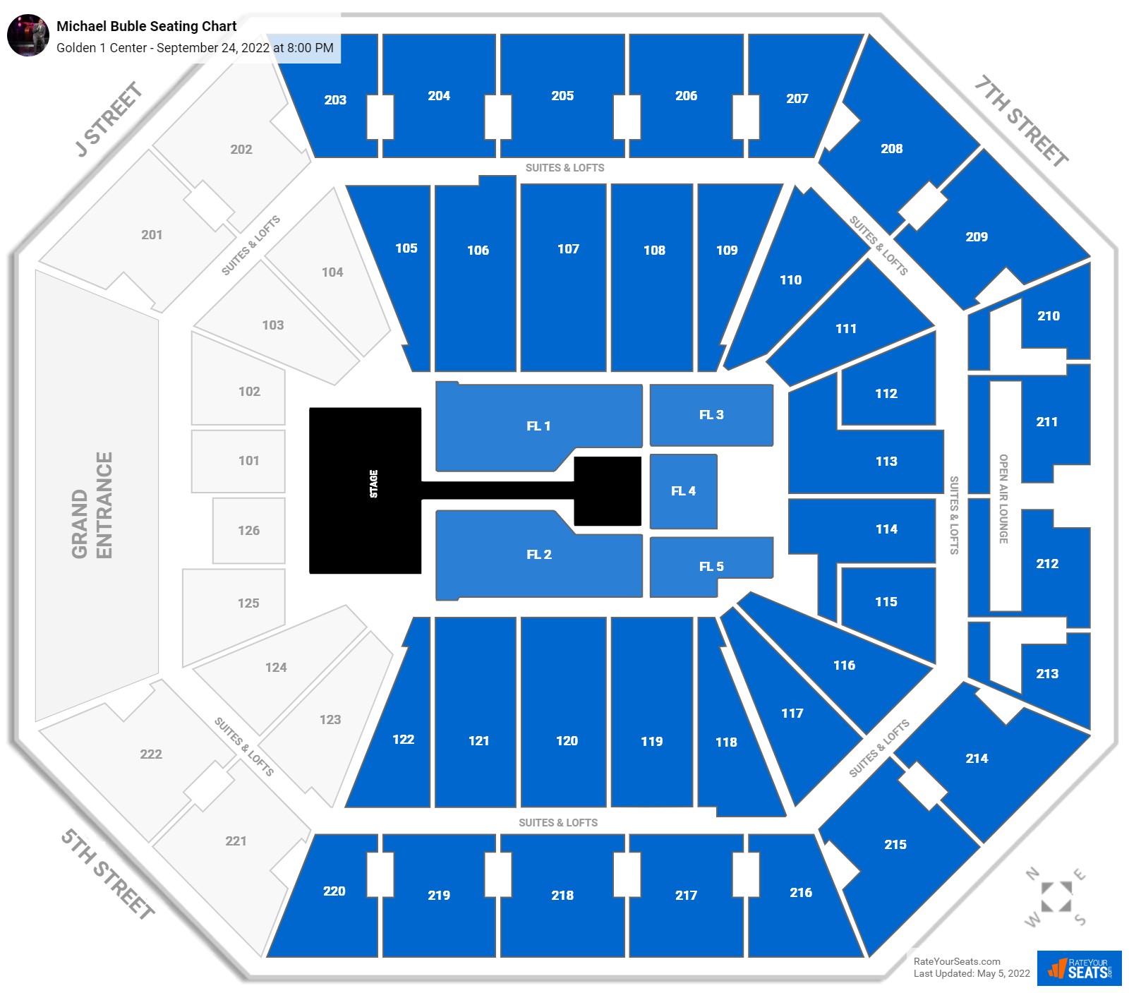 Michael Buble seating chart Golden 1 Center