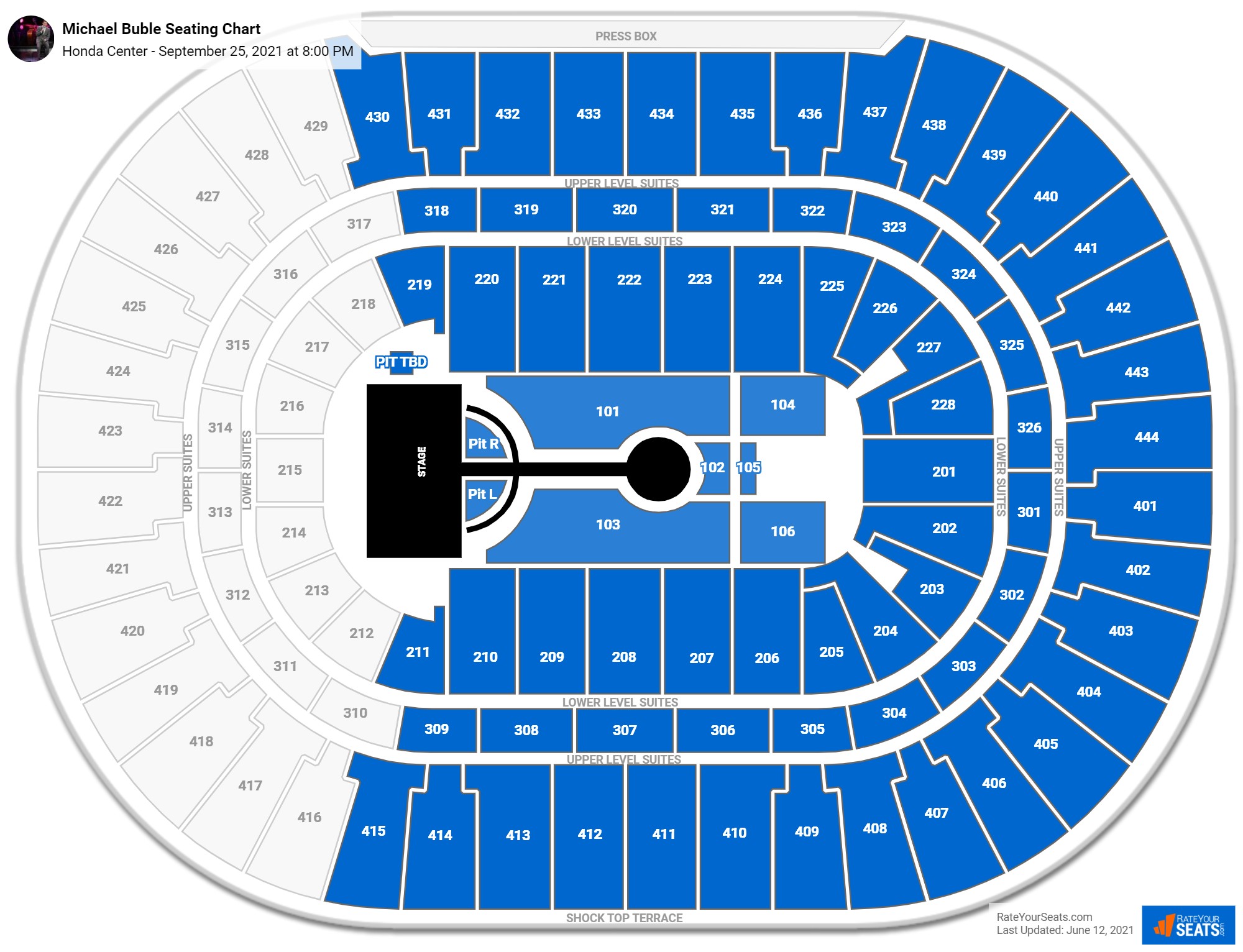 Michael Buble seating chart Honda Center