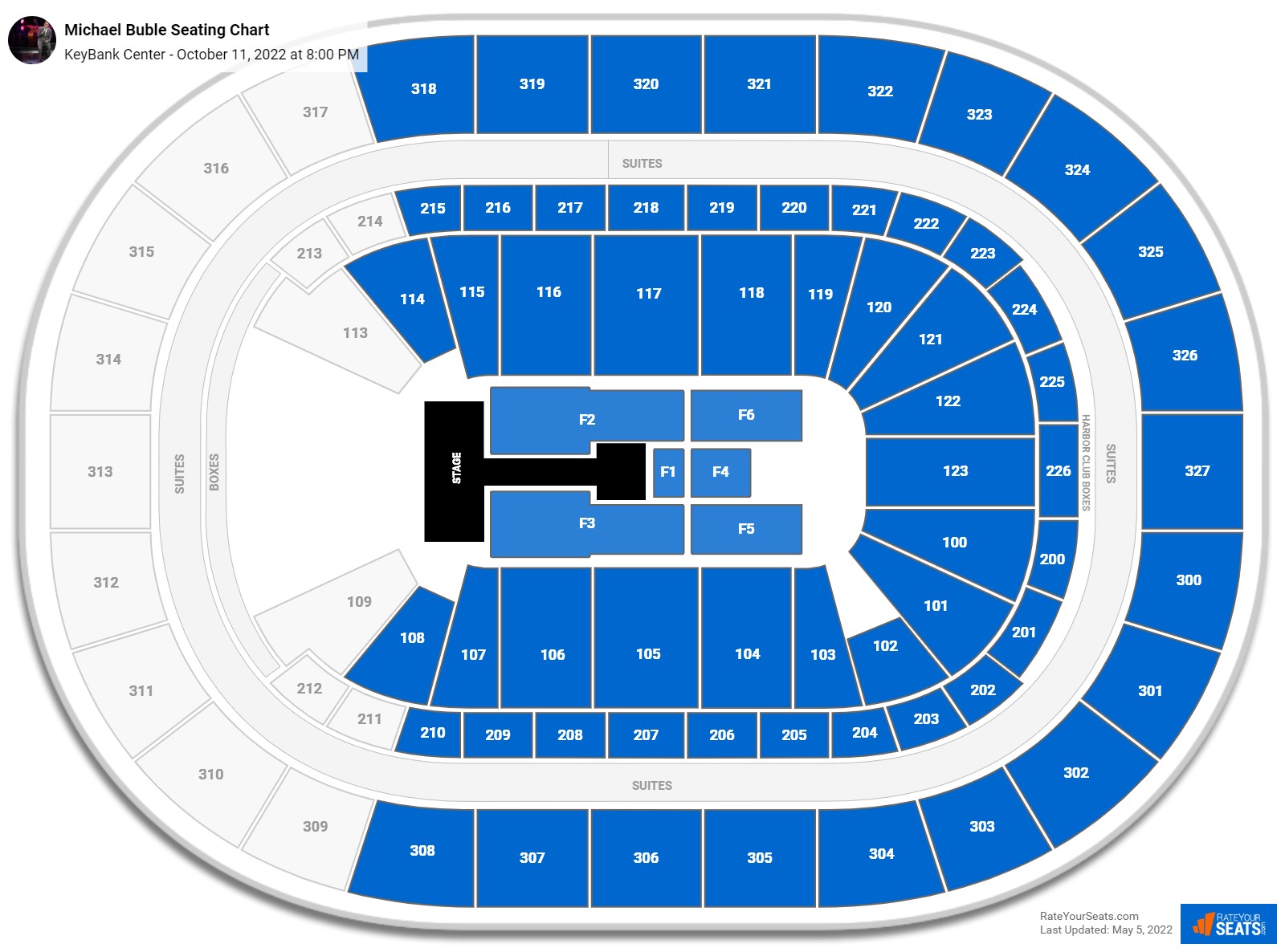 Michael Buble seating chart KeyBank Center