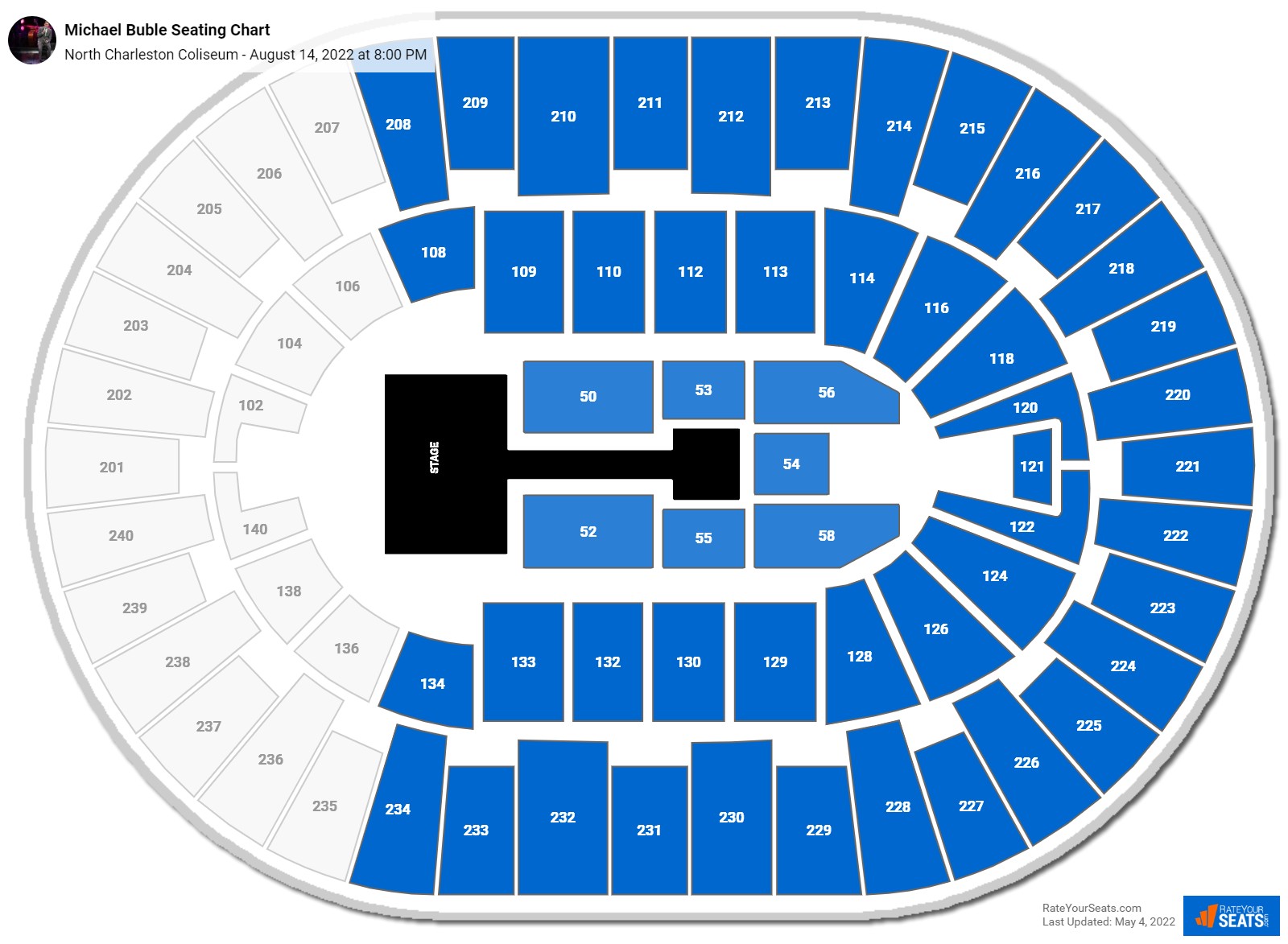 Michael Buble seating chart North Charleston Coliseum