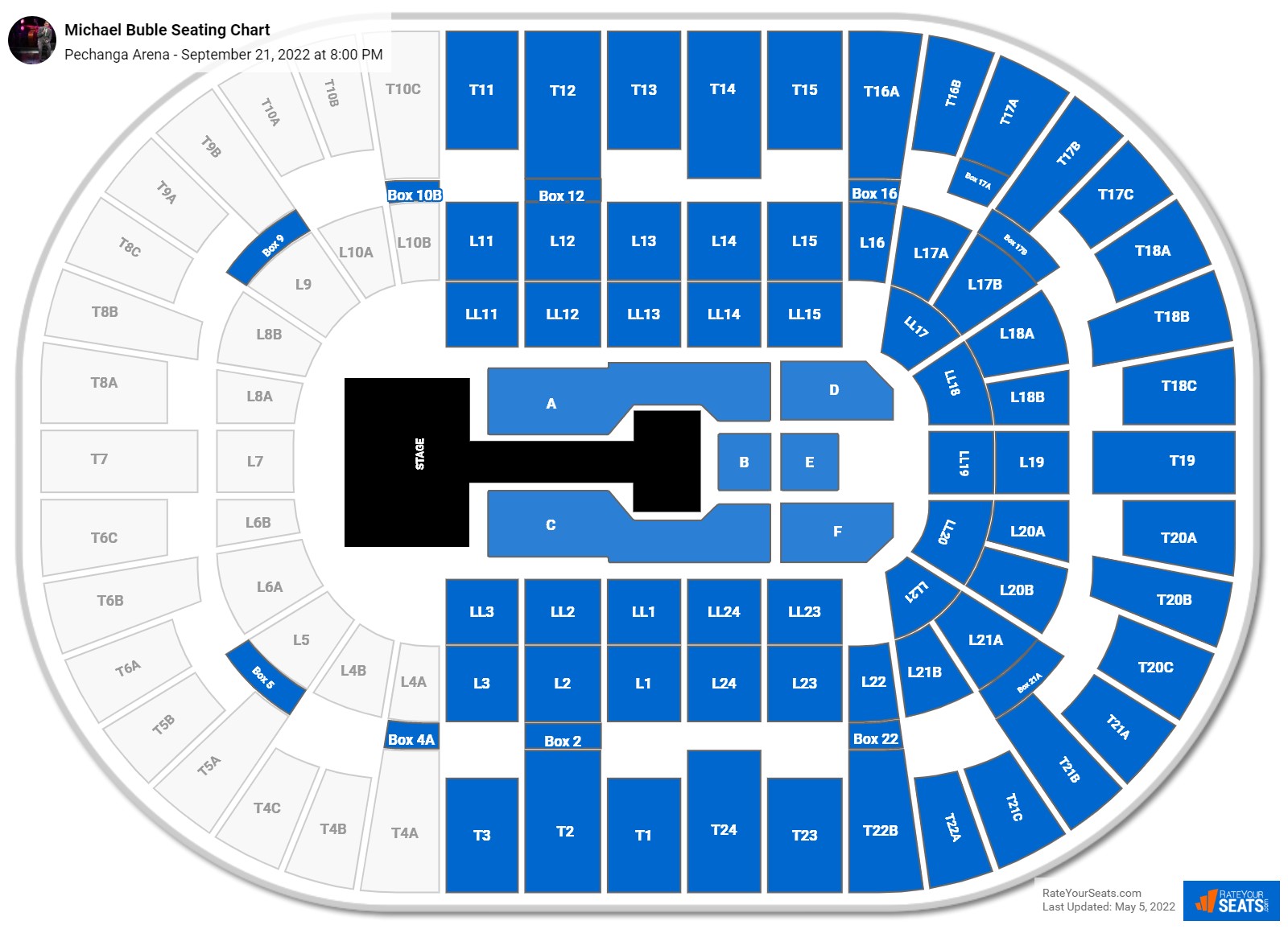 Michael Buble seating chart Pechanga Arena