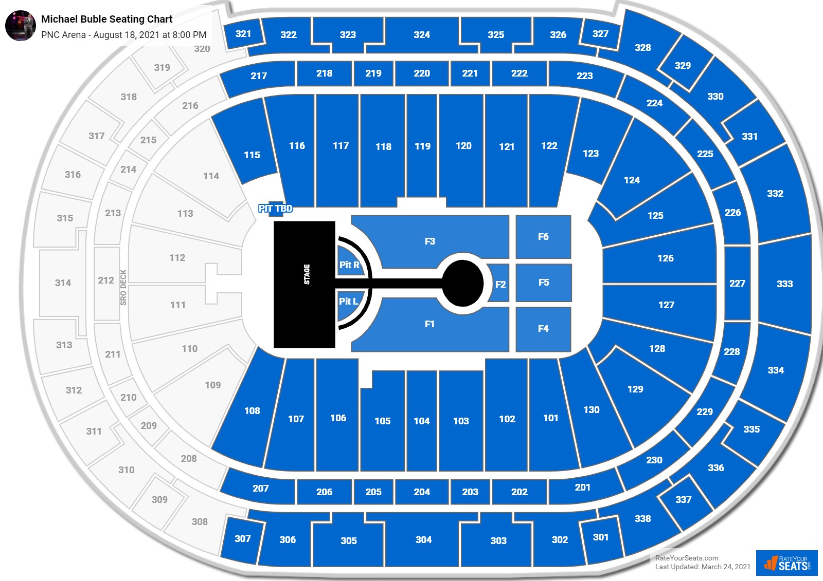 Michael Buble seating chart PNC Arena