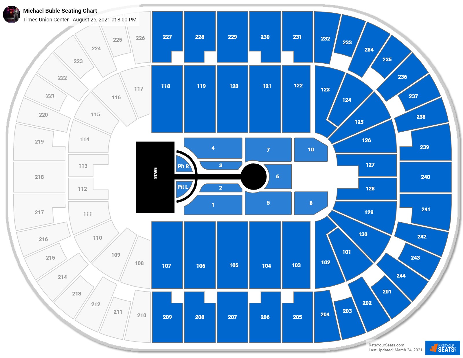 Michael Buble seating chart Times Union Center