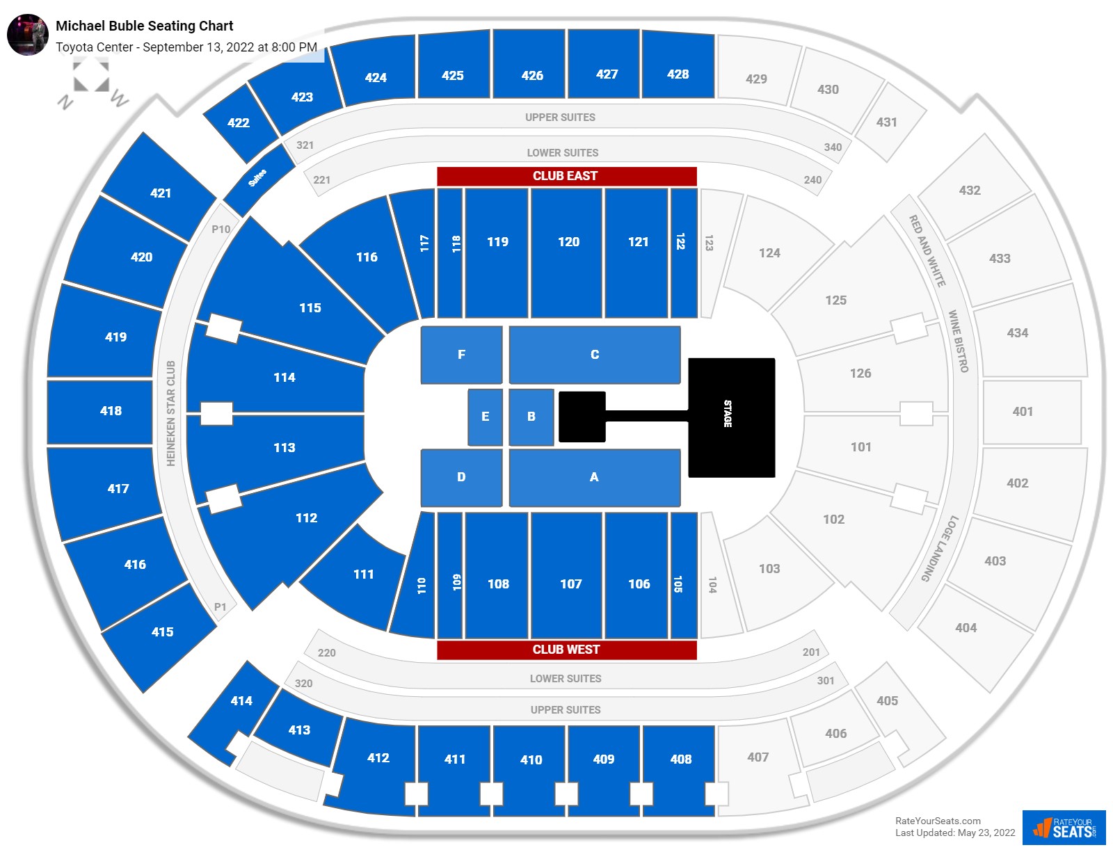 Michael Buble seating chart Toyota Center