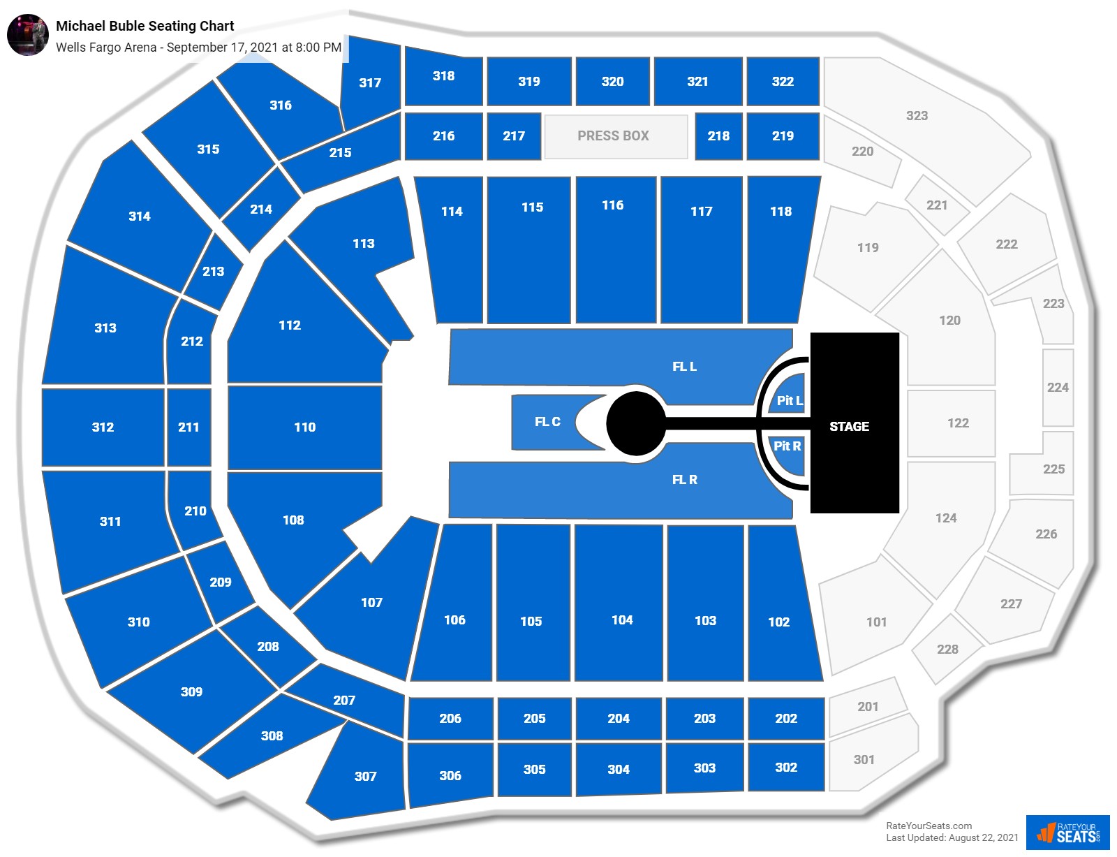 Michael Buble seating chart Wells Fargo Arena