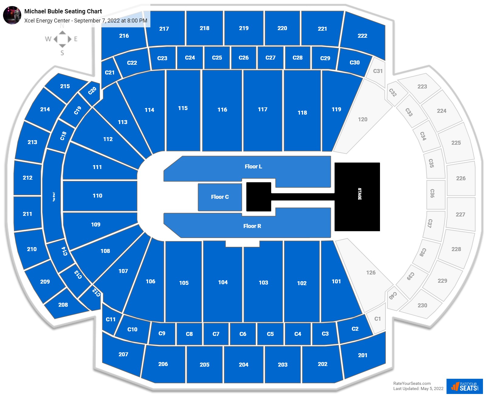 Michael Buble seating chart Xcel Energy Center