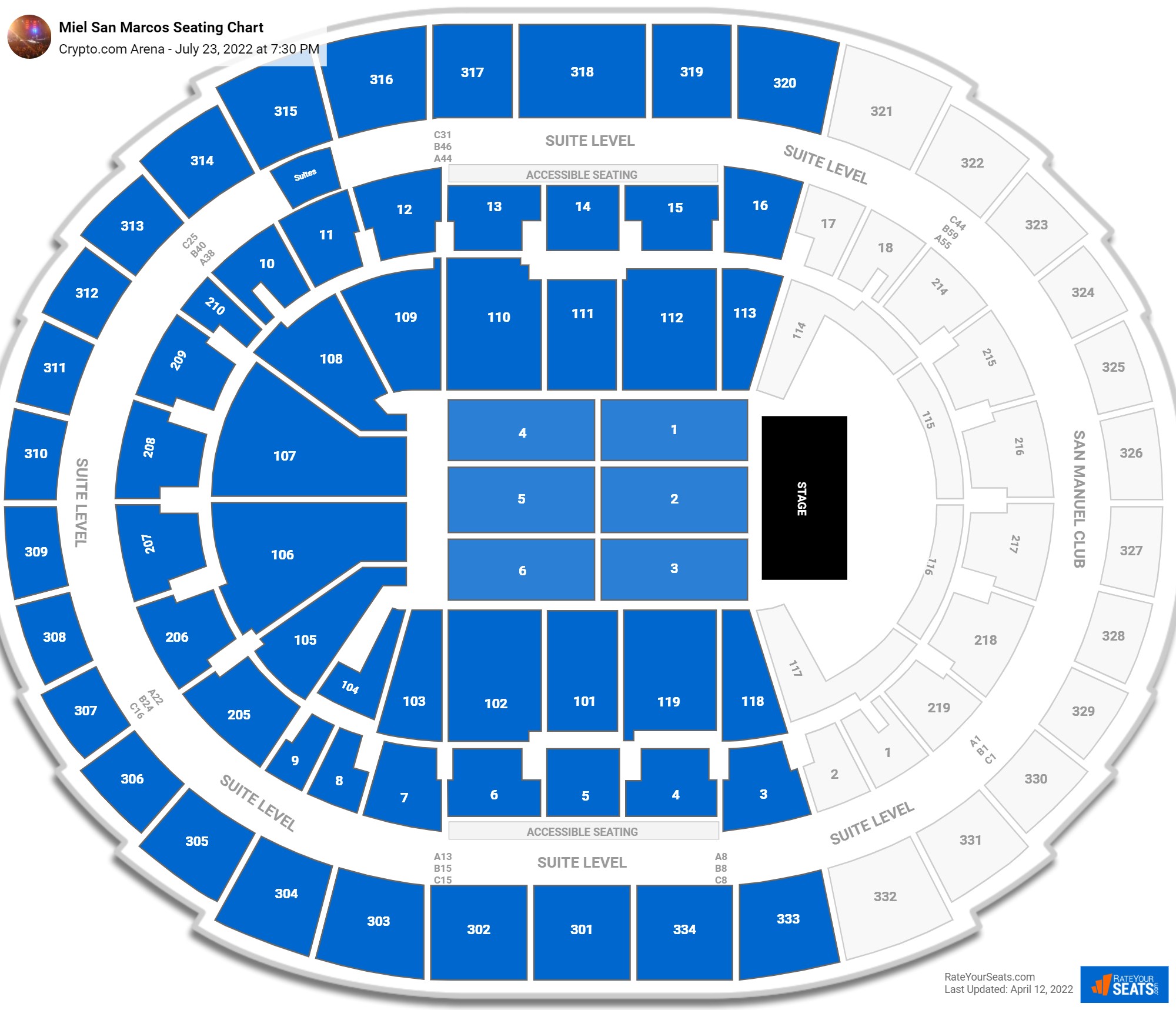 Miel San Marcos seating chart Crypto.com Arena