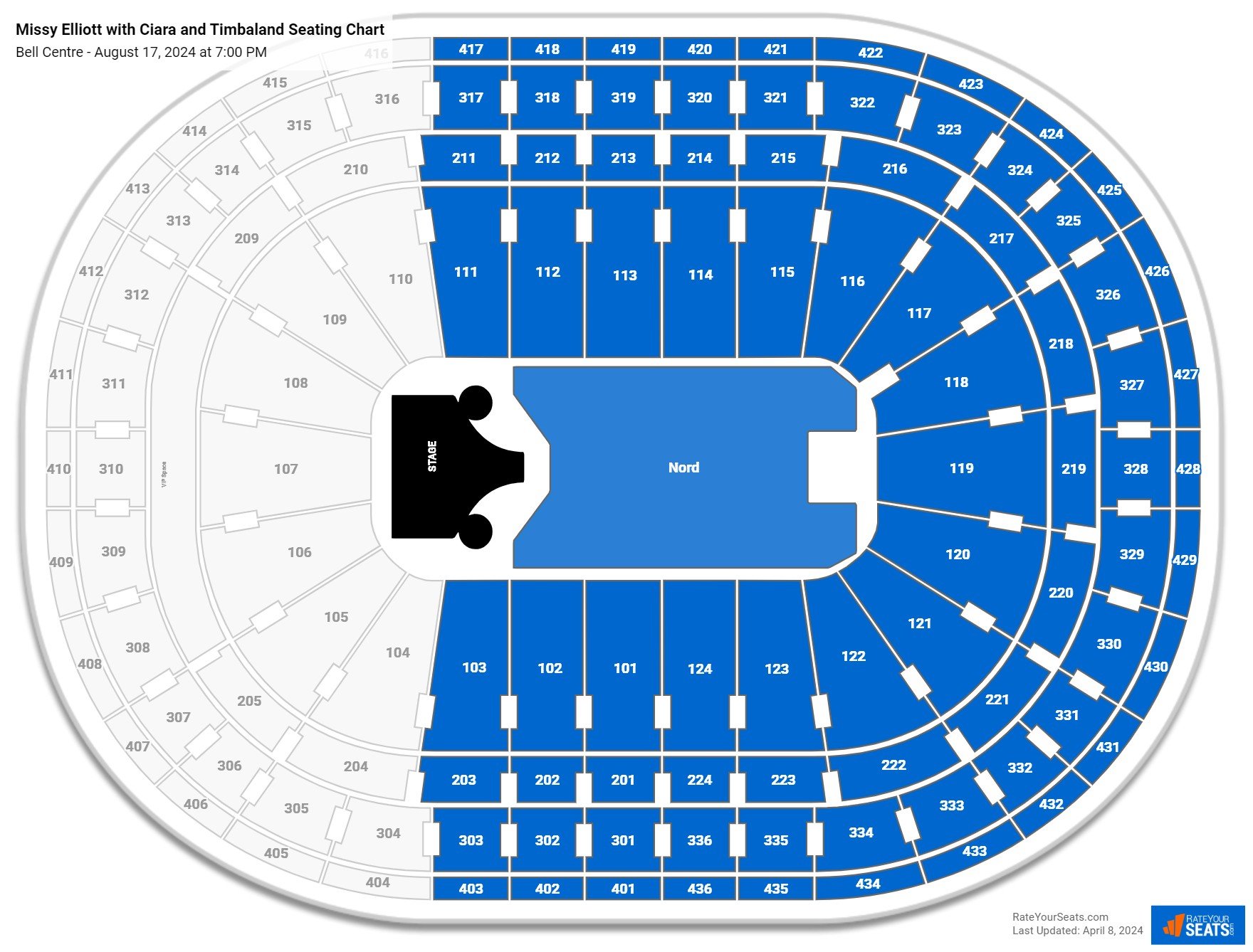 Missy Elliott with Ciara and Timbaland seating chart Bell Centre