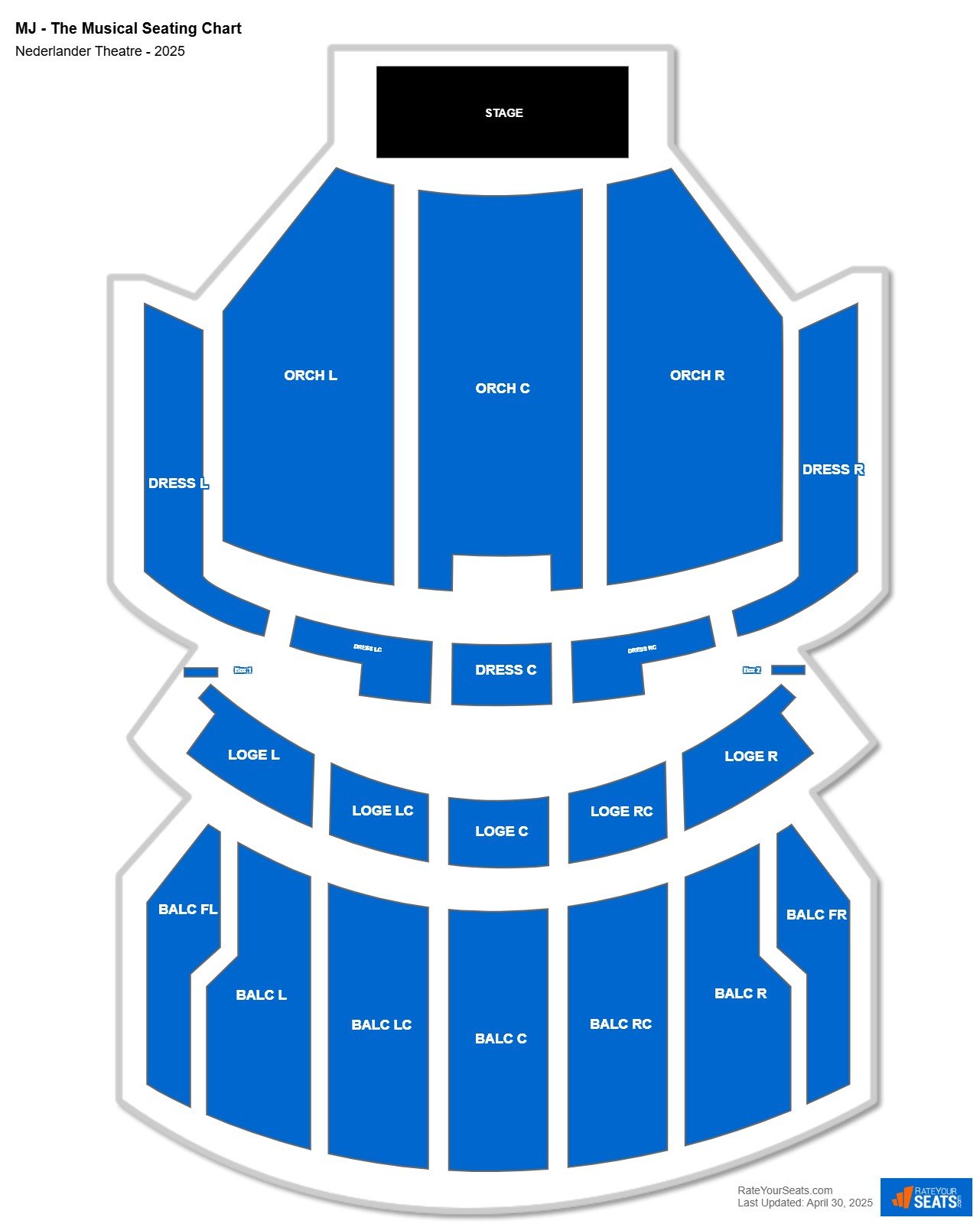 MJ - The Musical seating chart Nederlander Theatre (Chicago)