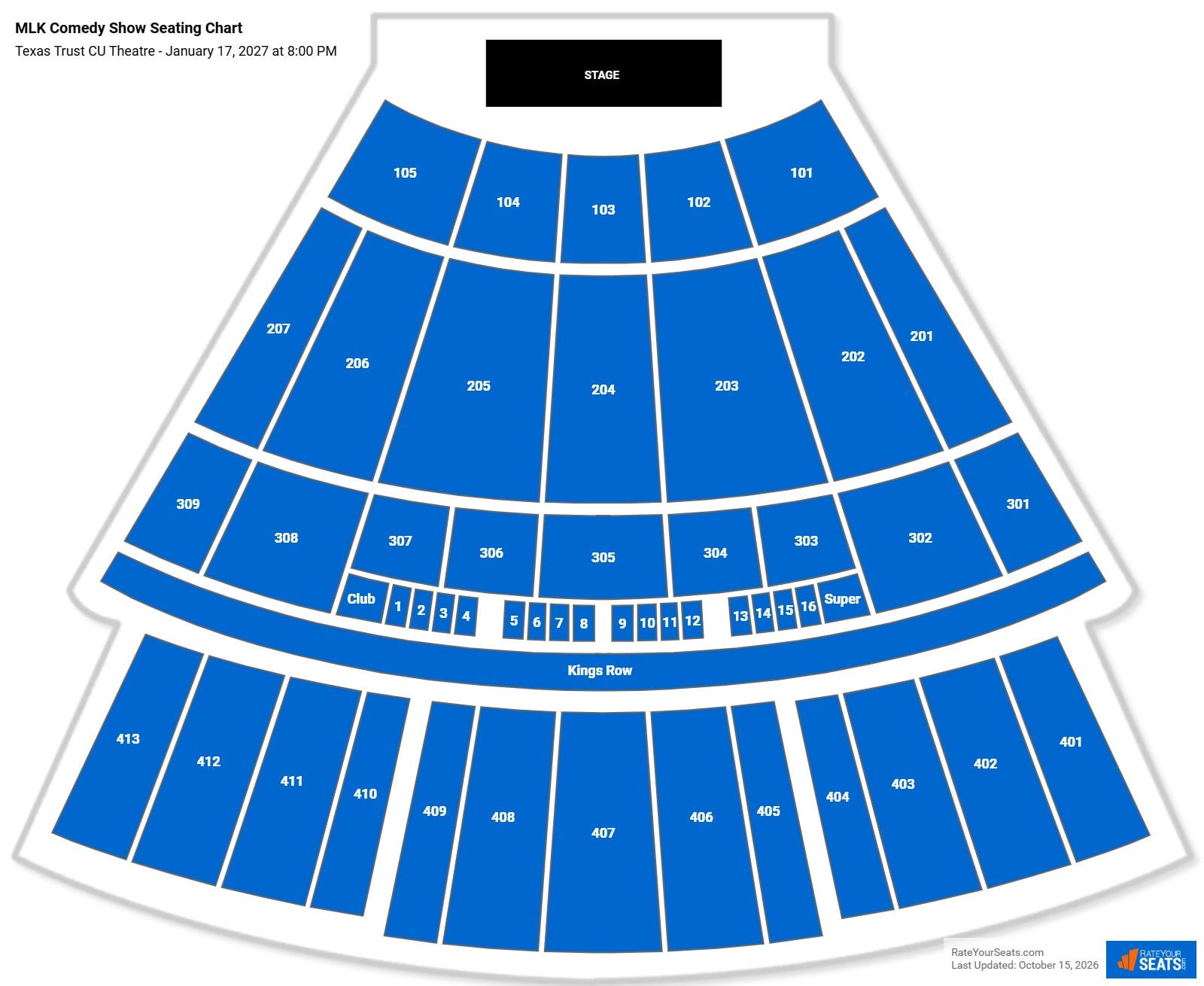 MLK Comedy Show Seating Chart at Texas Trust CU Theatre