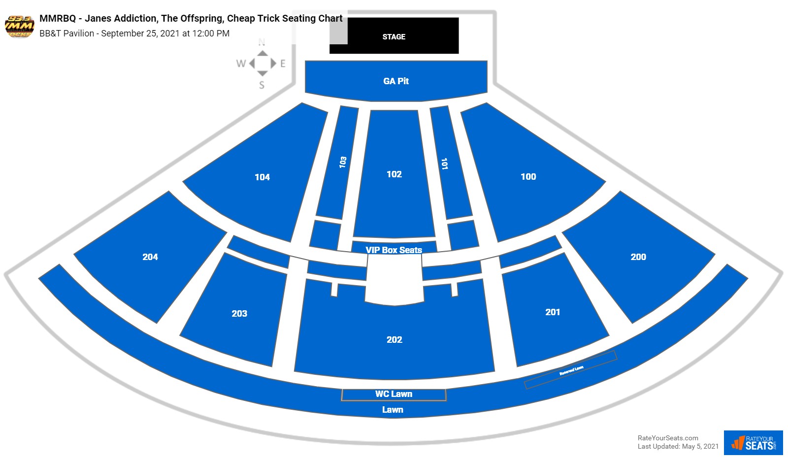 MMRBQ - Janes Addiction, The Offspring, Cheap Trick seating chart BB&T Pavilion