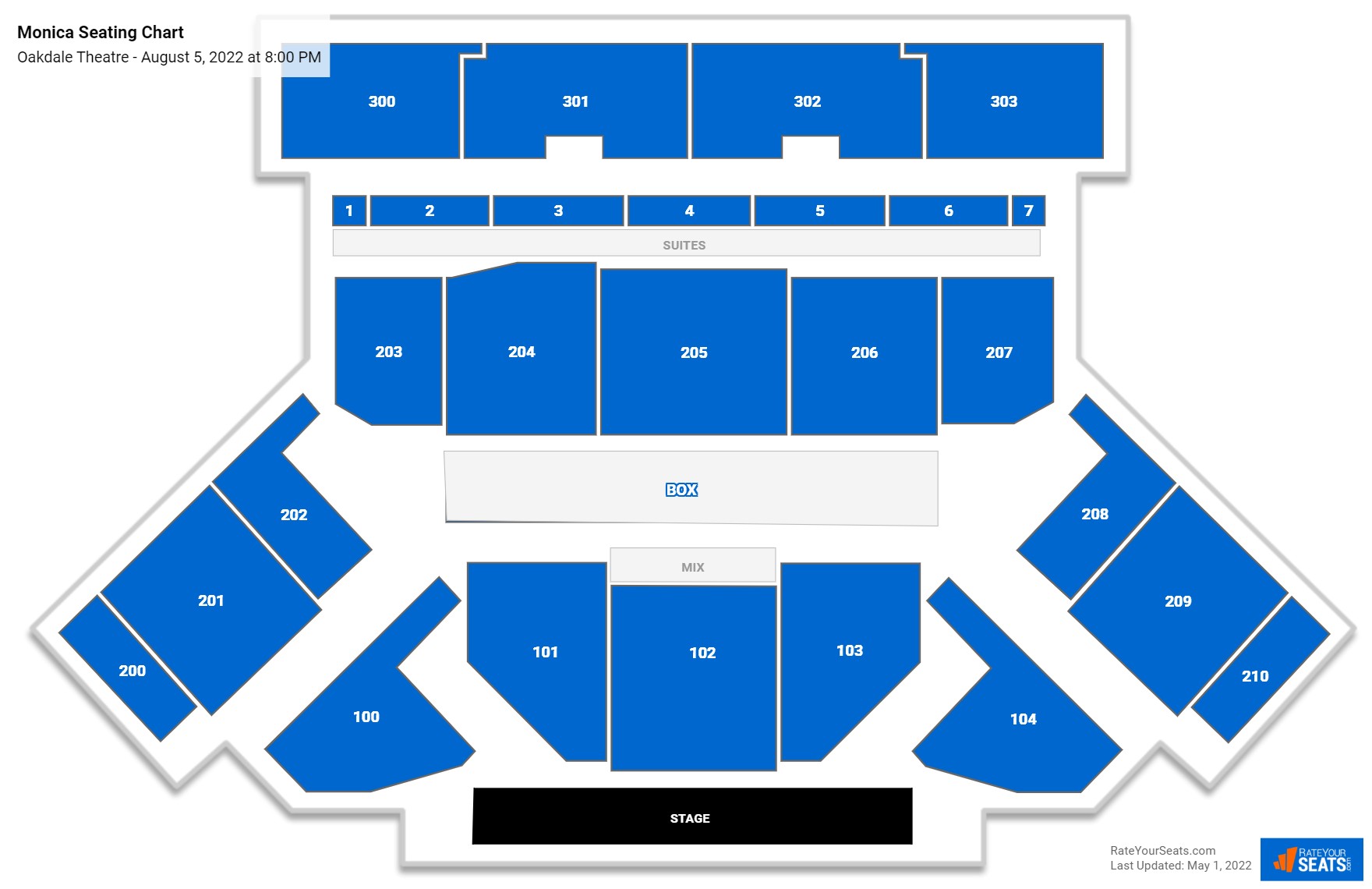 Monica seating chart Oakdale Theatre